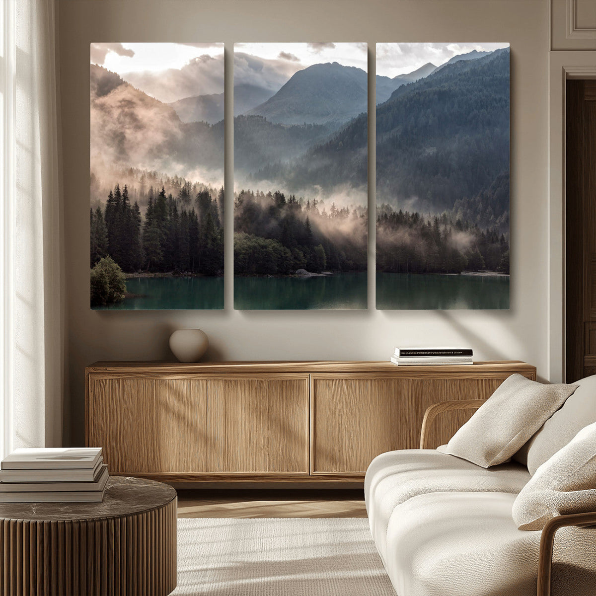 Foggy Mountain Canvas Print Forest Wall Art