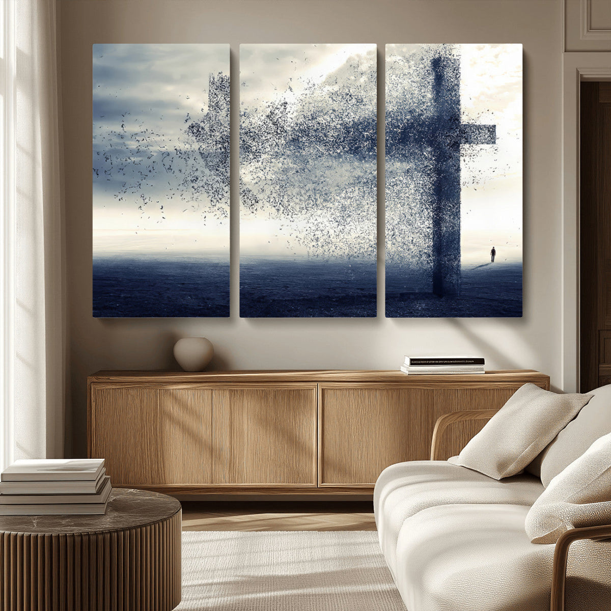 Jesus and the Fading Cross Wall Art Print – Symbol of Faith,
