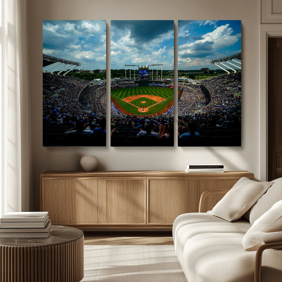 3-Panel Kauffman Stadium Wall Art Print | Large Kansas City