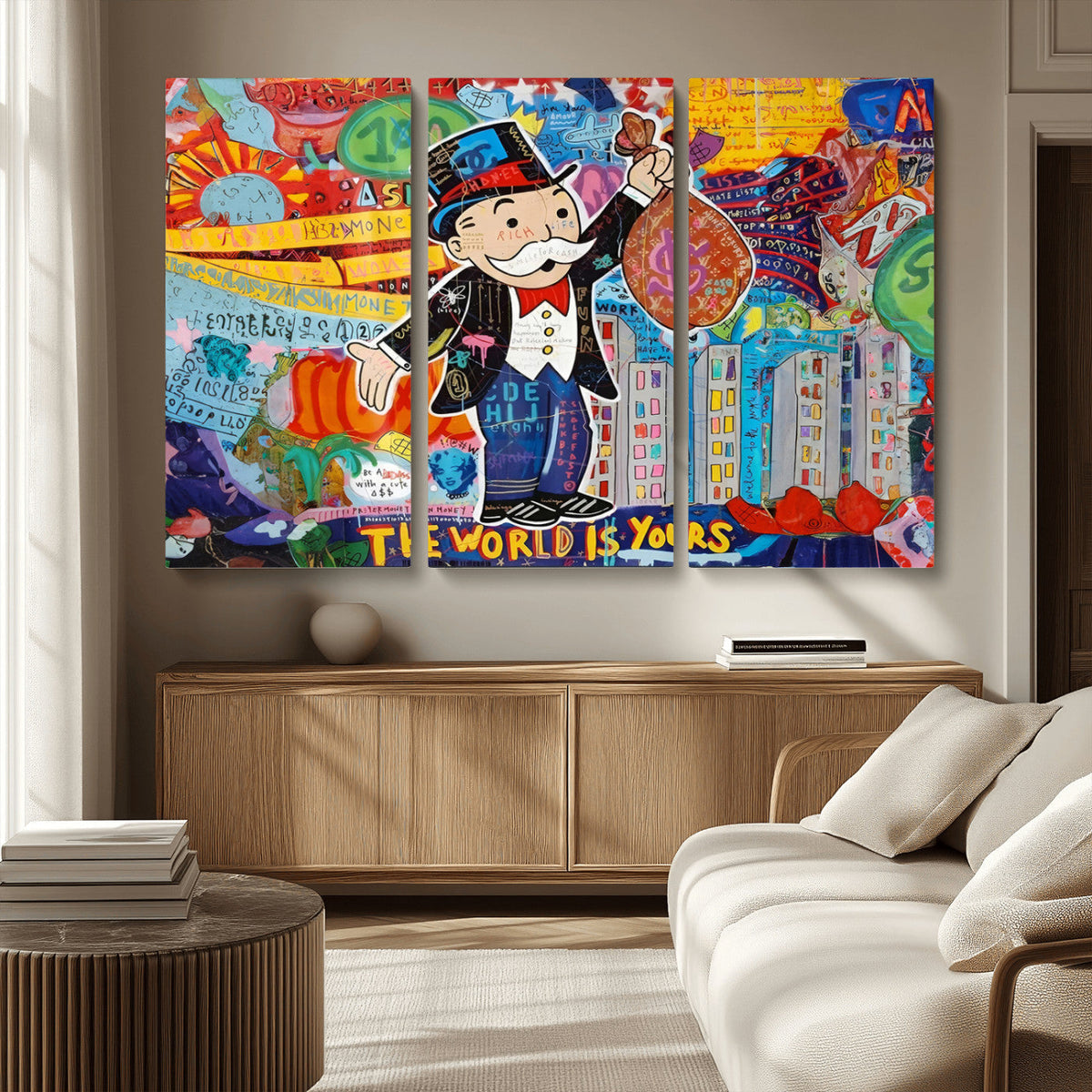 Pop Art Monopoly Man Canvas Wall Art Print - Bold and