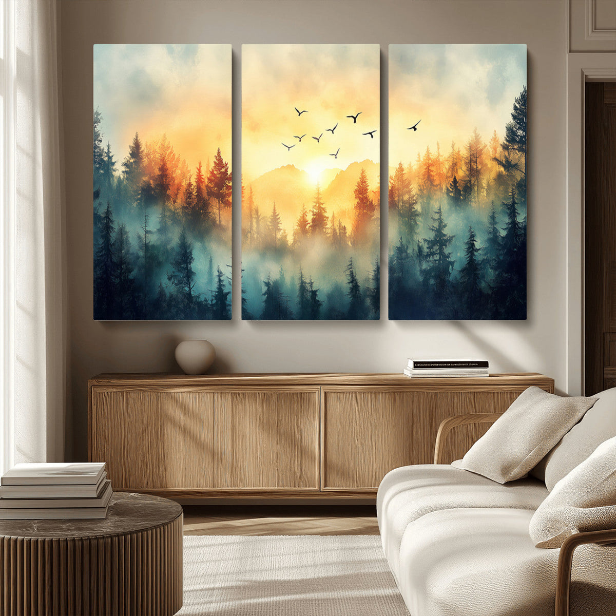 Abstract Forest Wall Art Print- Serene Nature Canvas Print