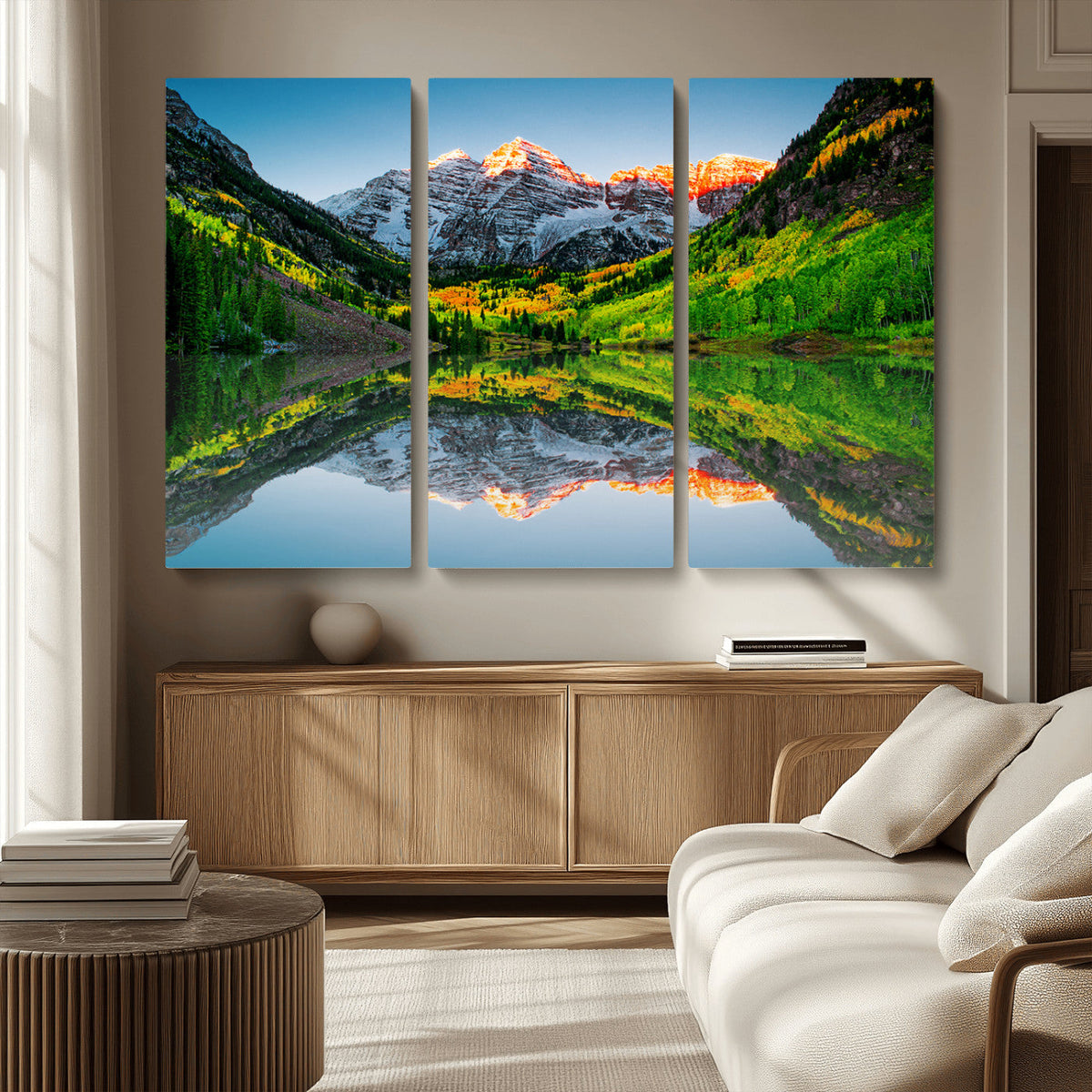 Maroon Bells Lake Wall Art Canvas Print – Framed Majestic