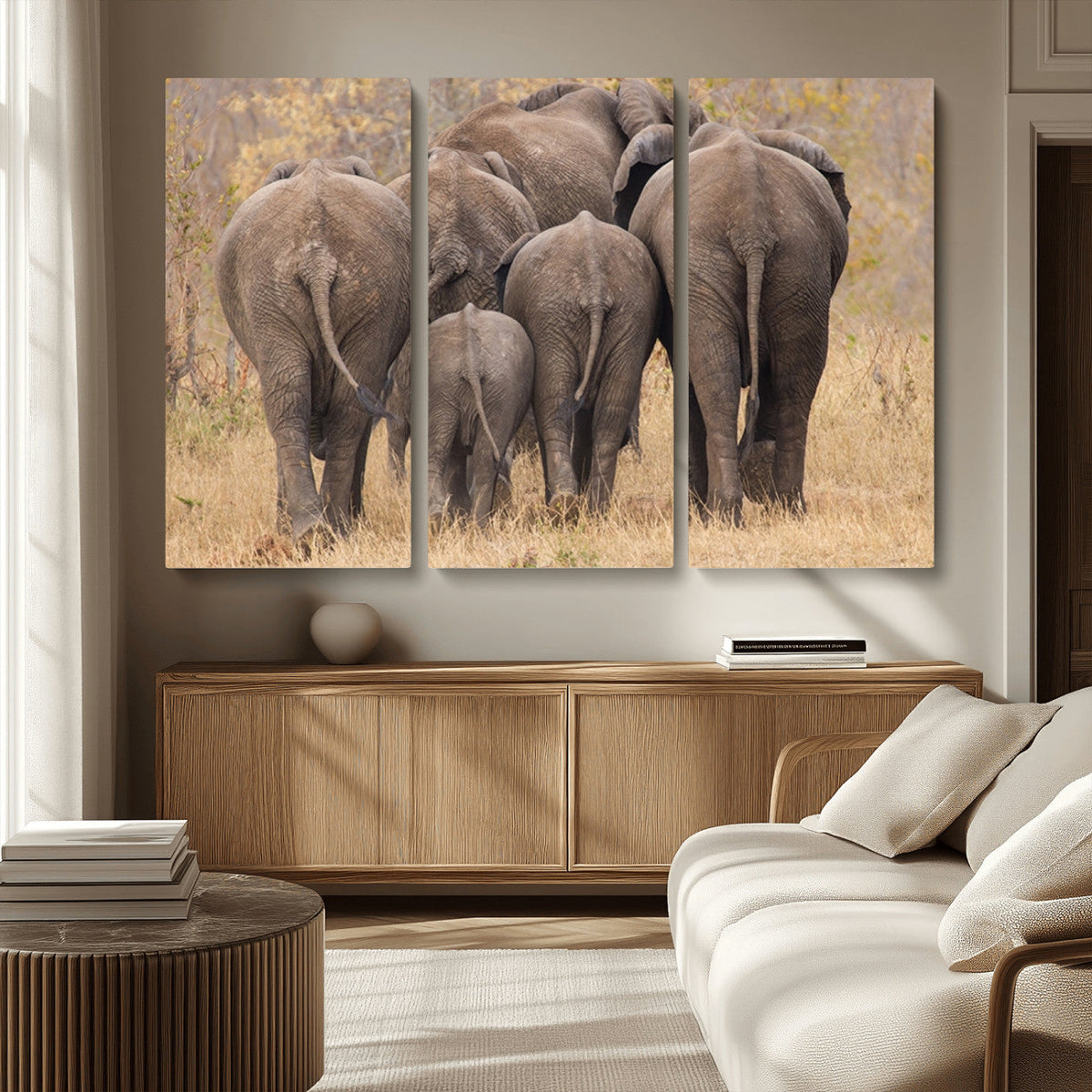 Wild Elephant Wall Art Canvas Print
