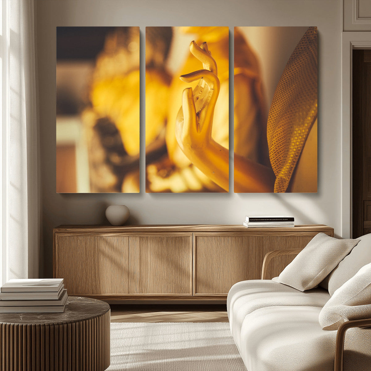 Gold Buddha Statue Hands Wall Art Canvas Print