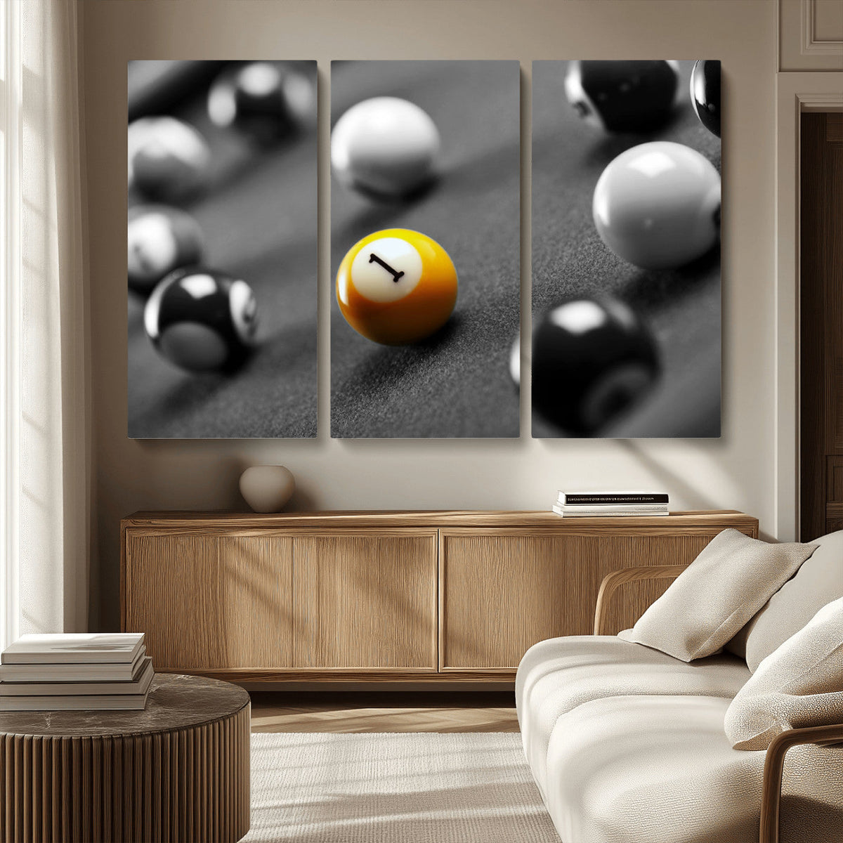 Wall Art Pool Table and Balls Canvas Print