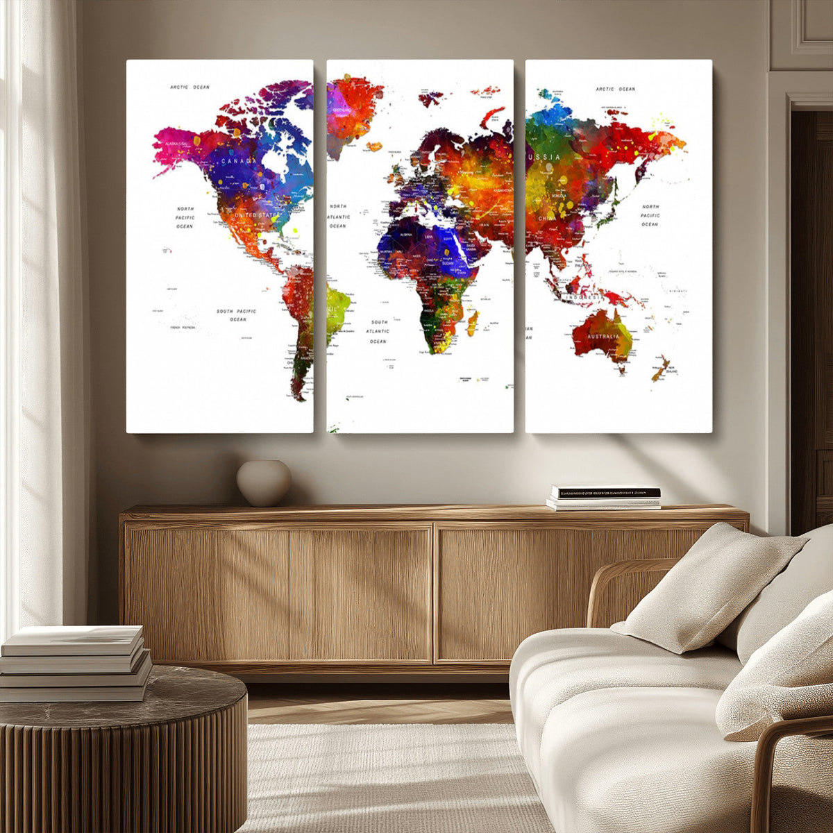 World Map Canvas Print – Detailed Map of the World Wall Art