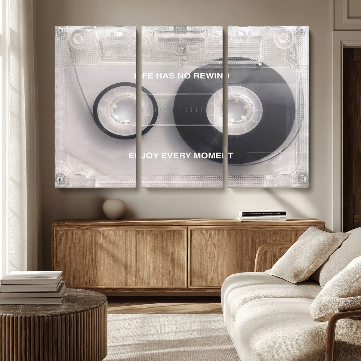 Vintage Cassette Tape Canvas Wall Art - Inspirational 'Life