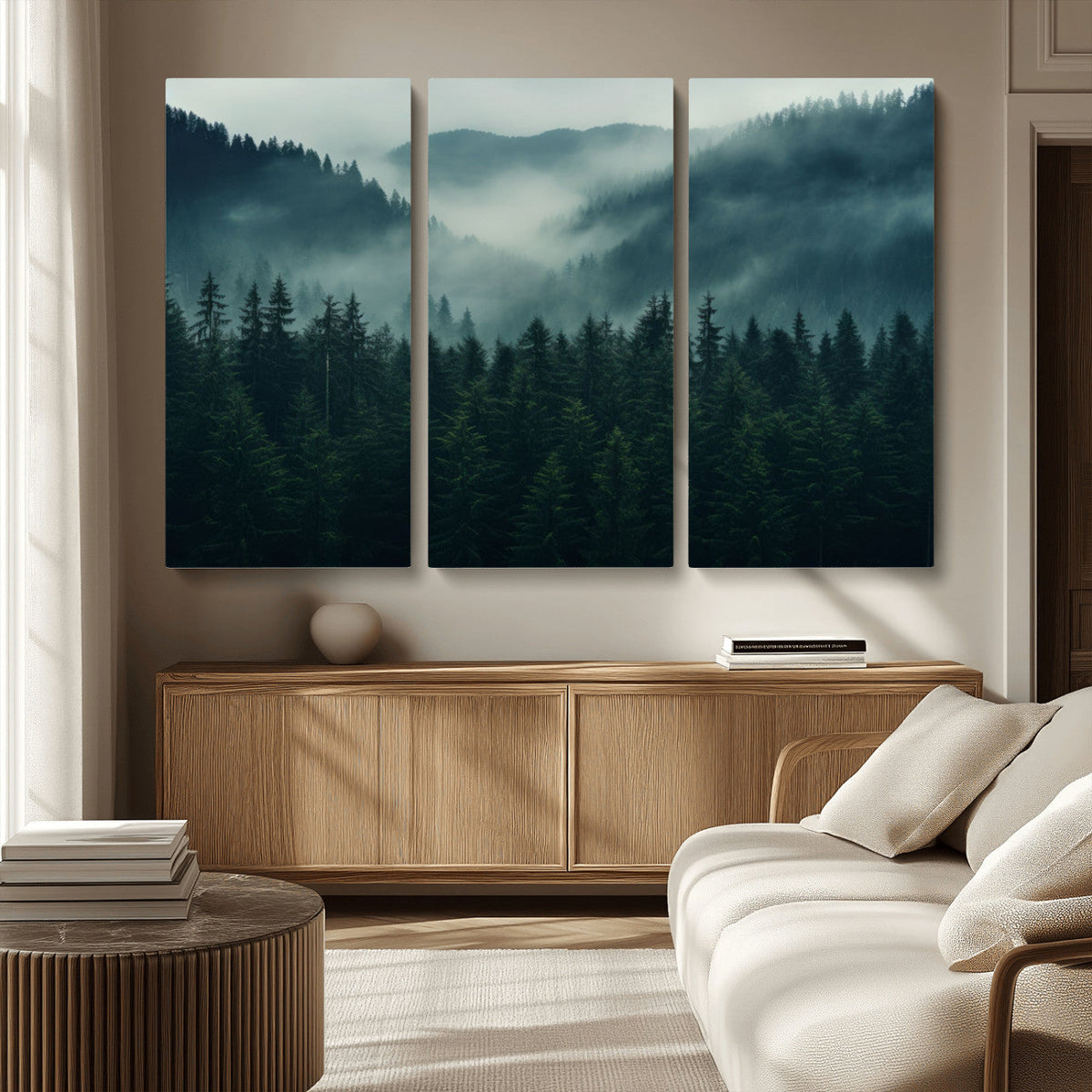 Captivating Misty Forest Wall Art Premium Canvas Print,