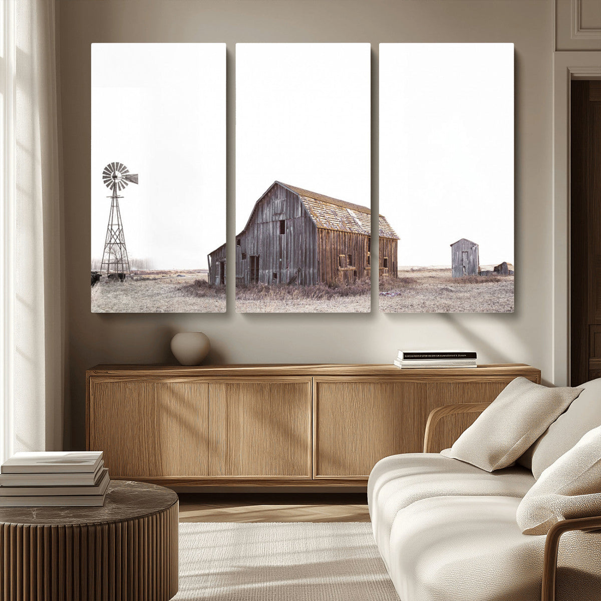 Set of 3 Rustic Farmhouse Wall Art Prints – Country Barn,