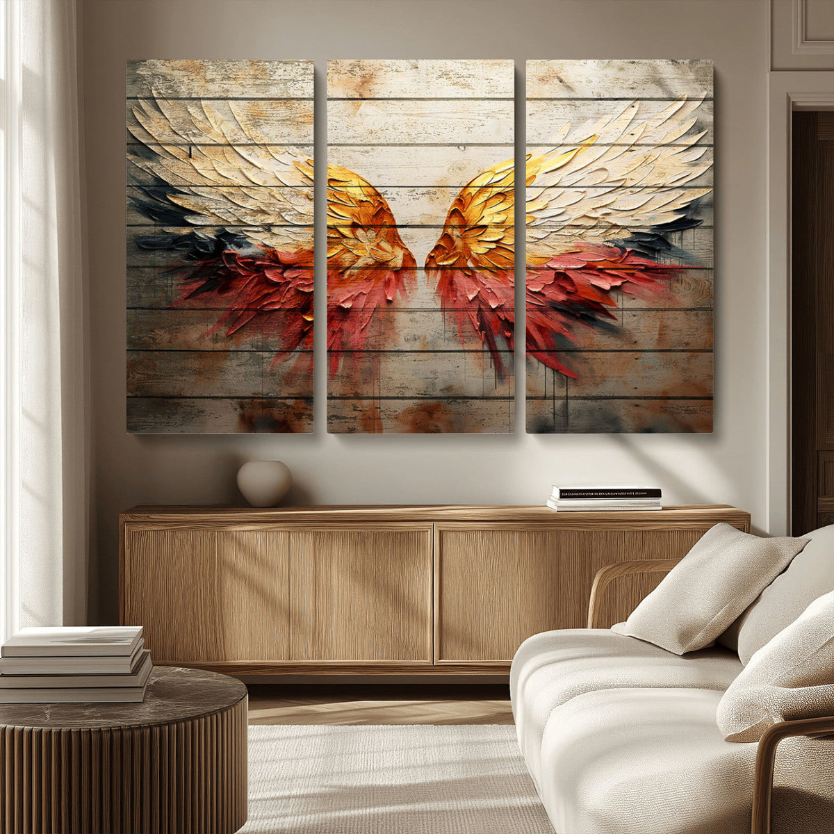 Abstract Angel Wings Canvas Wall Art – Framed and Ready to