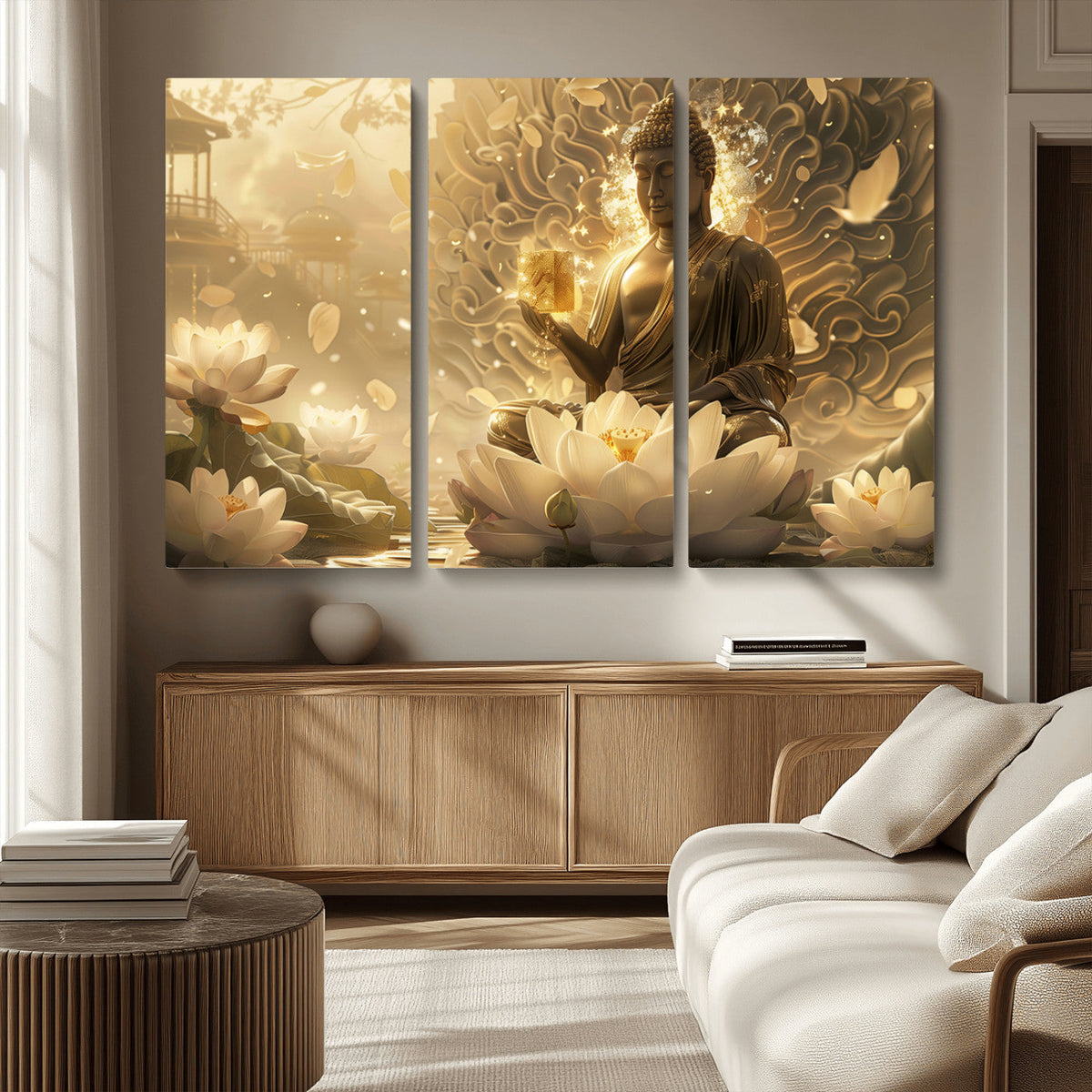 Golden Buddha Wall Art | Yoga Room Decor and Meditation Room