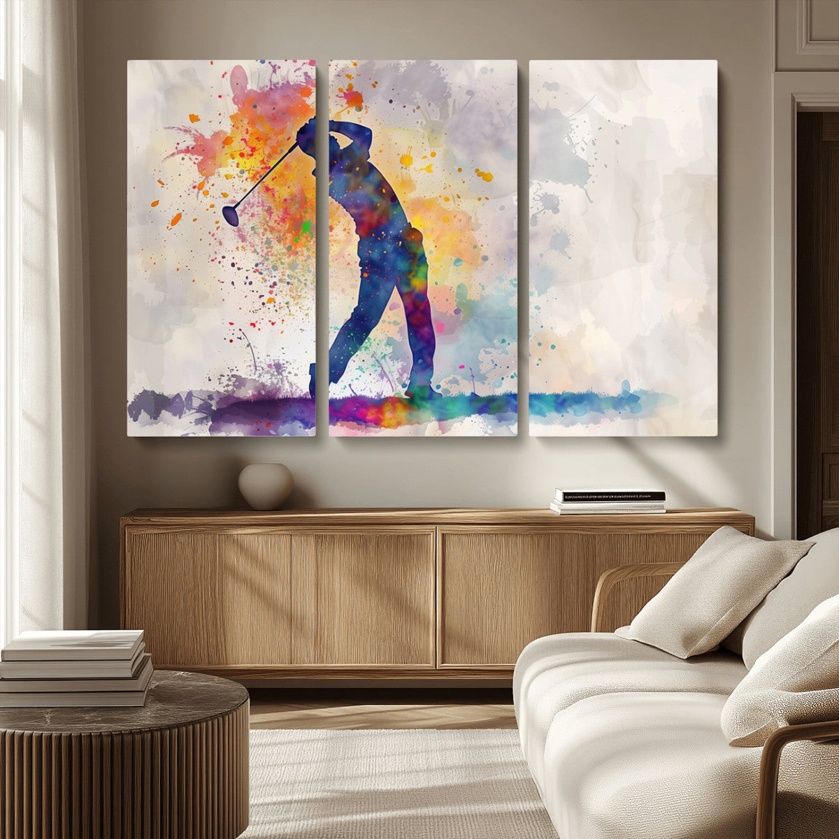 Watercolor Golf Swing Wall Art Canvas Print | Vibrant
