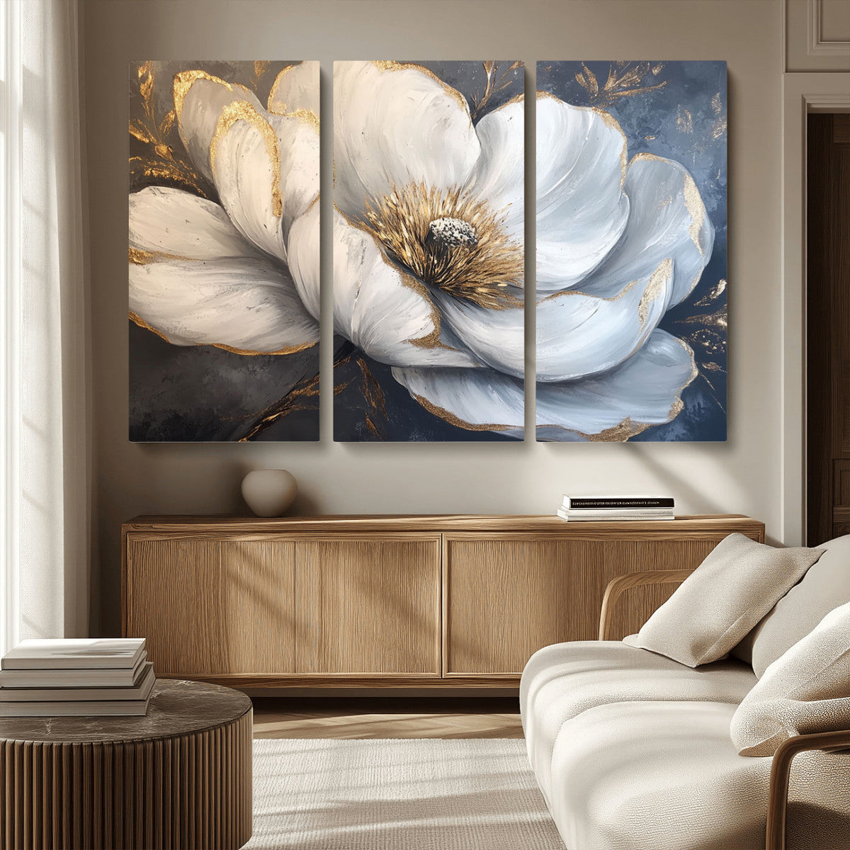 White Magnolia Flower Wall Art Canvas Print | Abstract