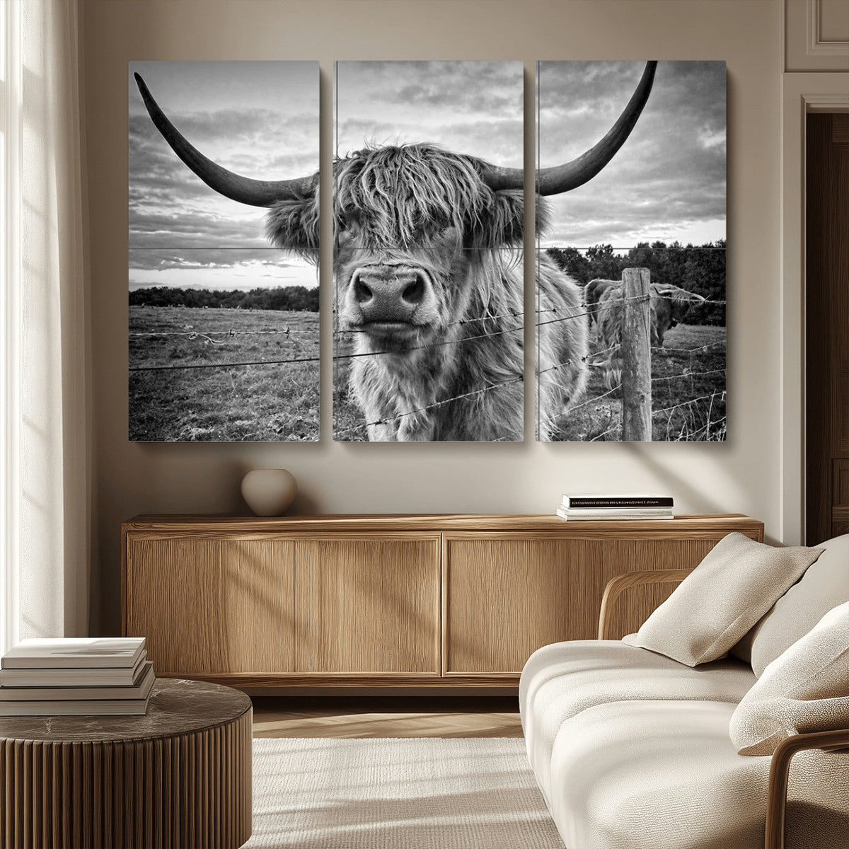 Scottish Highland Cow Wall Art Canvas Print | Ready to Hang