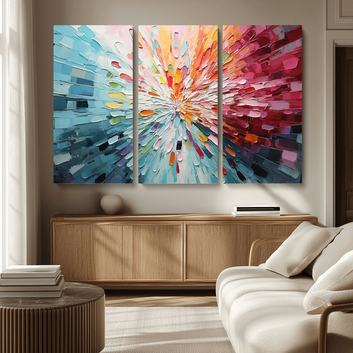 Radiant Bloom Abstract Floral Wall Art Canvas Print -