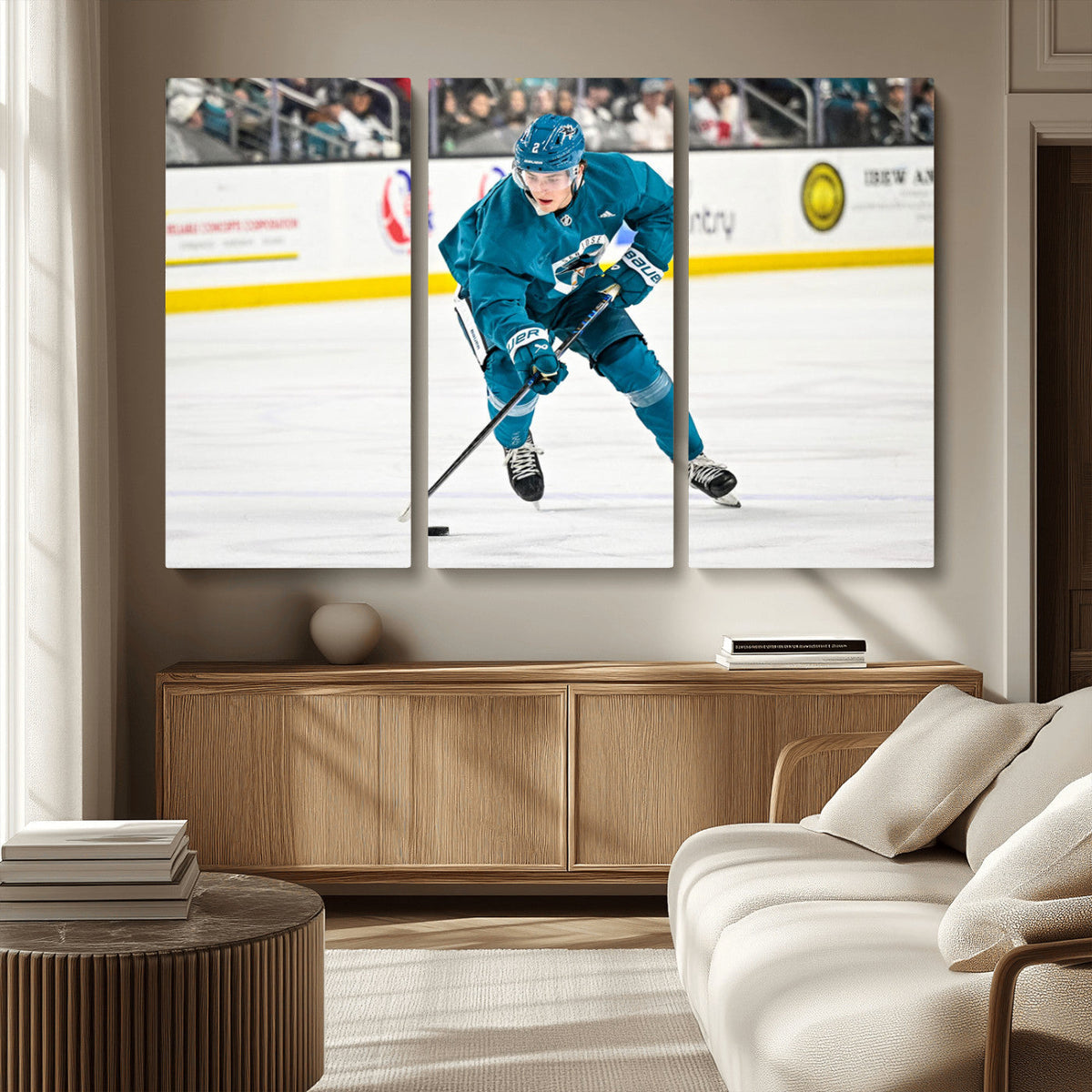 San Jose Sharks Ice Hockey Player Wall Art Canvas Print