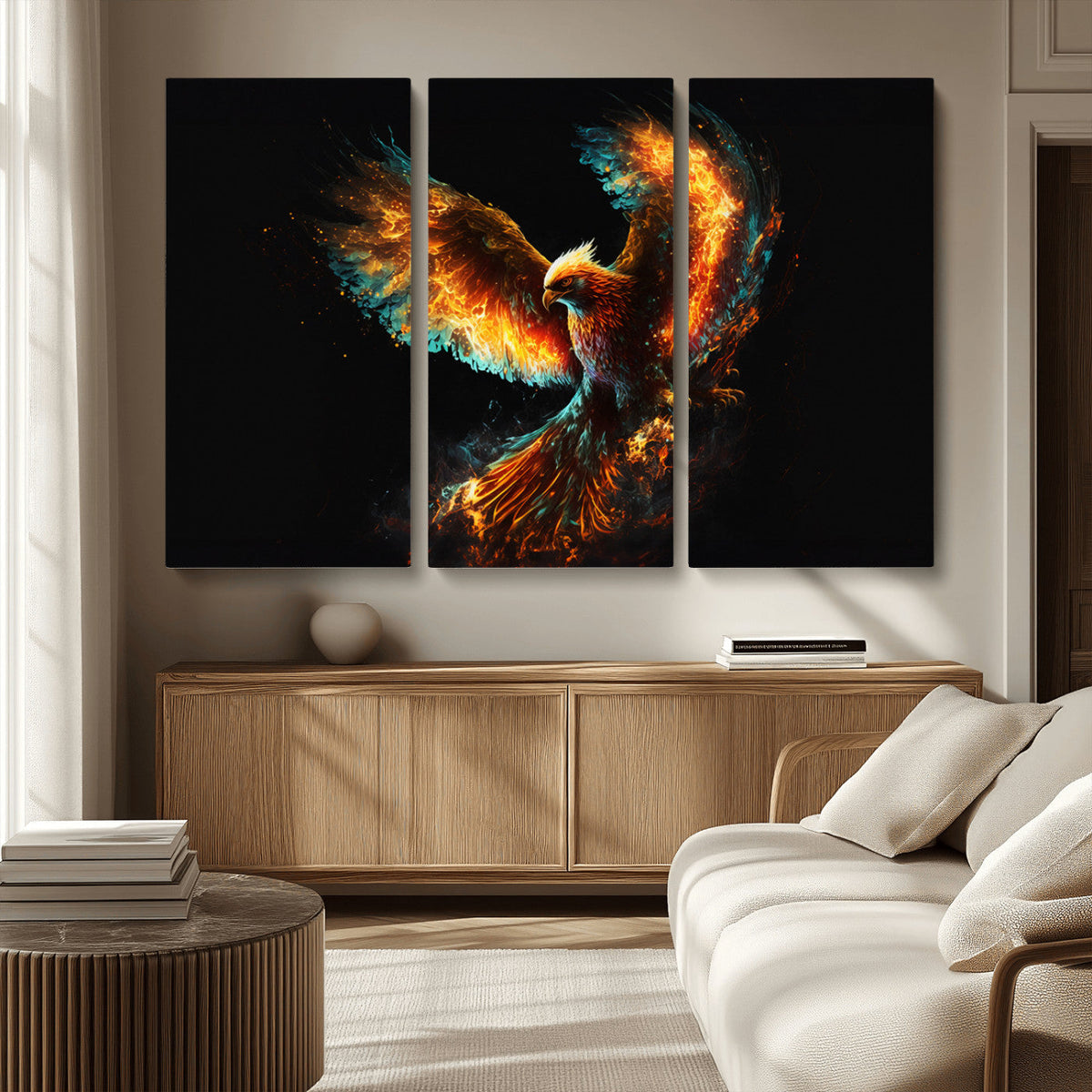 Fiery Phoenix Canvas Print | Ready to Hang Wall Art | Bold