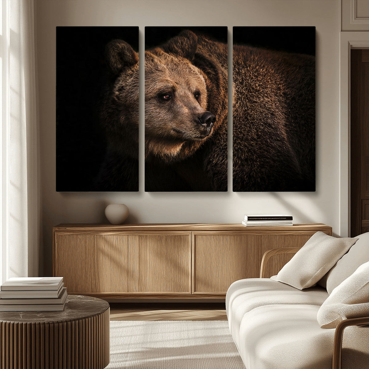 Wild Grizzly 399 Bear Canvas Wall Art Print, Bear Animal