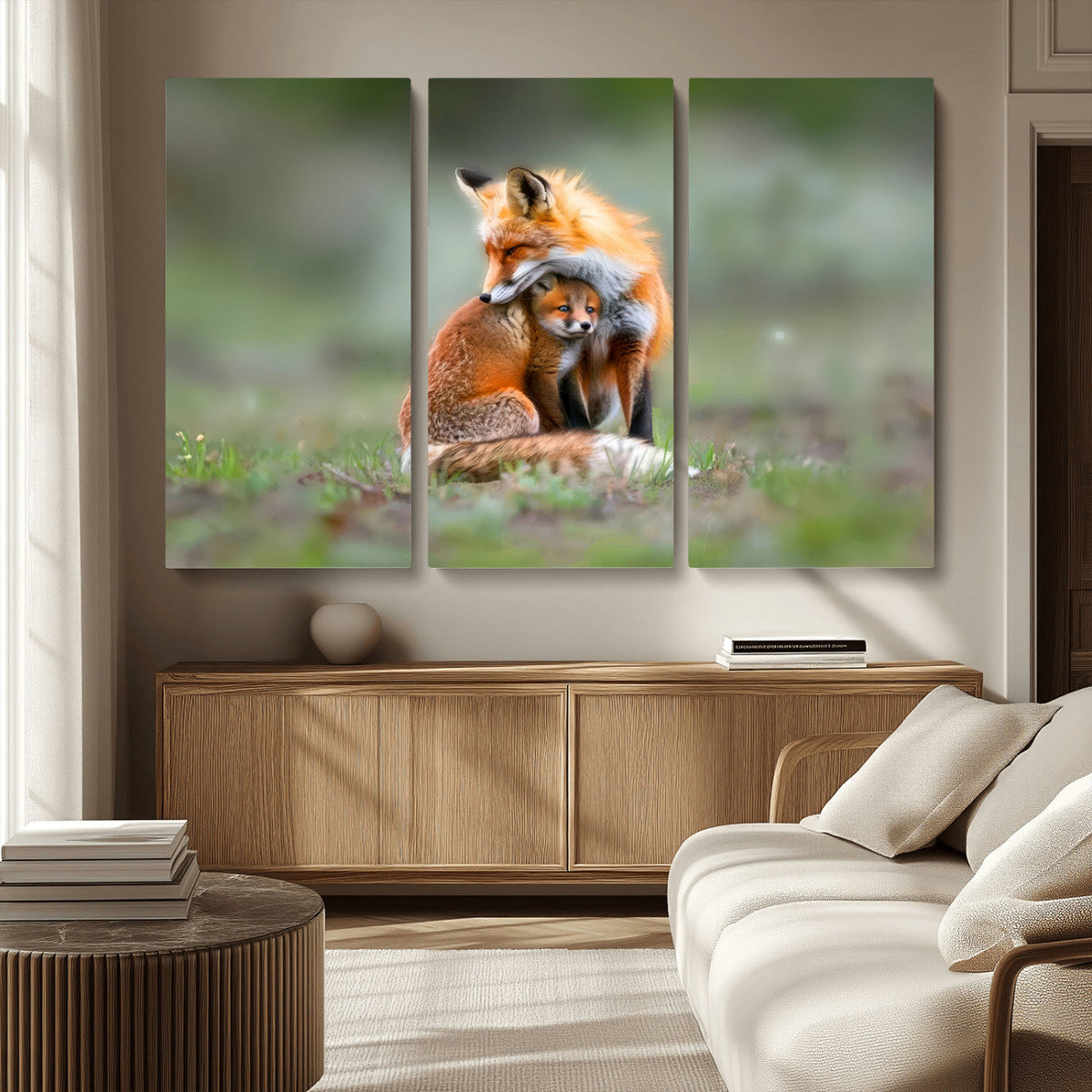 Heartwarming Fox and Baby Cub Wall Art | Ready to Hang