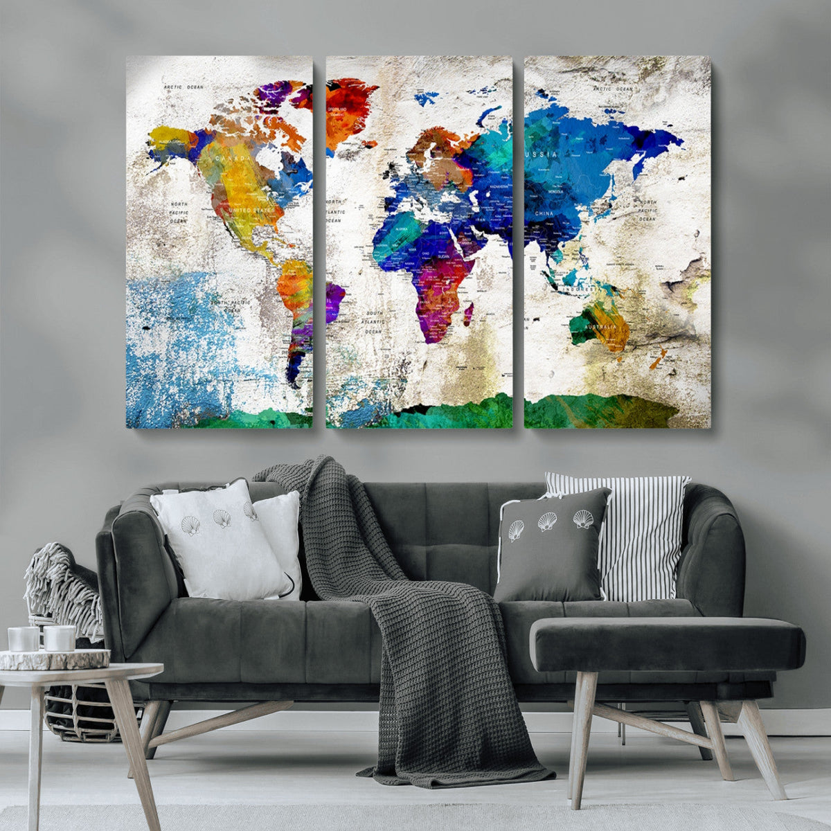 World Map Canvas Print – Framed Travel Map Wall Art for