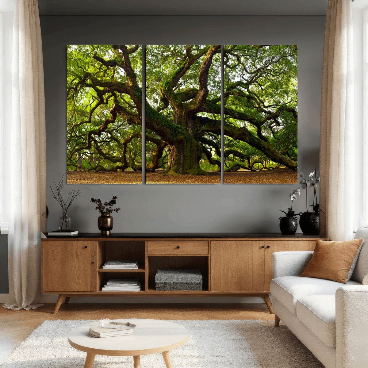 Angel Oak Tree Wall Art Canvas Print | Forest Tree Nature