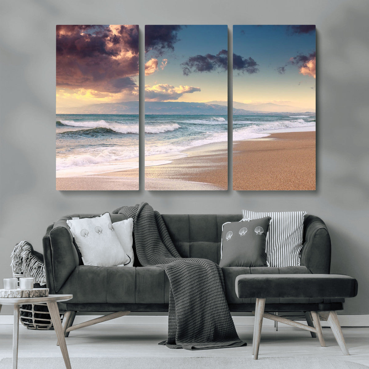 Cloudy Weather Beach Sunset Canvas Print | Sunrise Wall Art