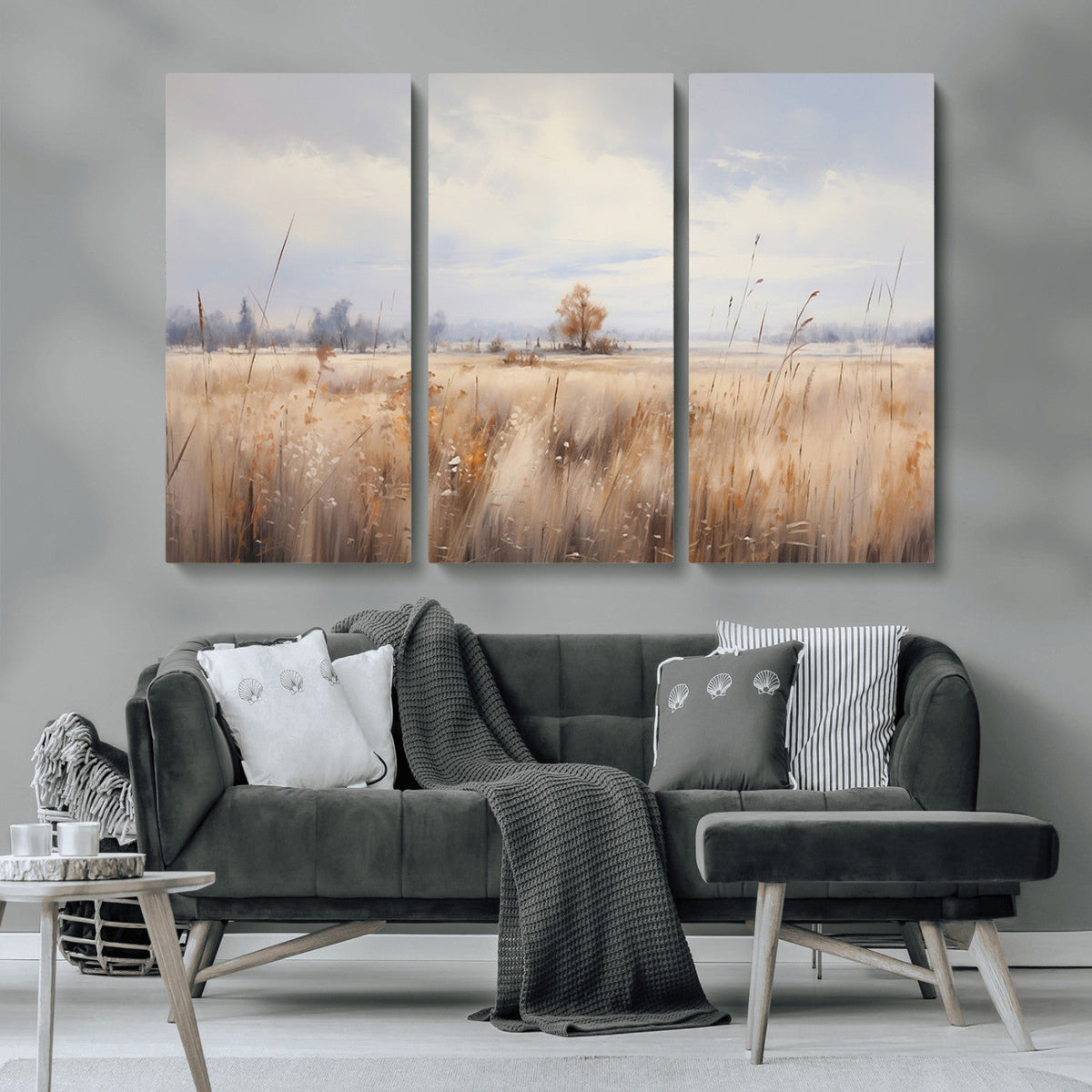 Golden Fields Wall Art Print Canvas – Serene Landscape of