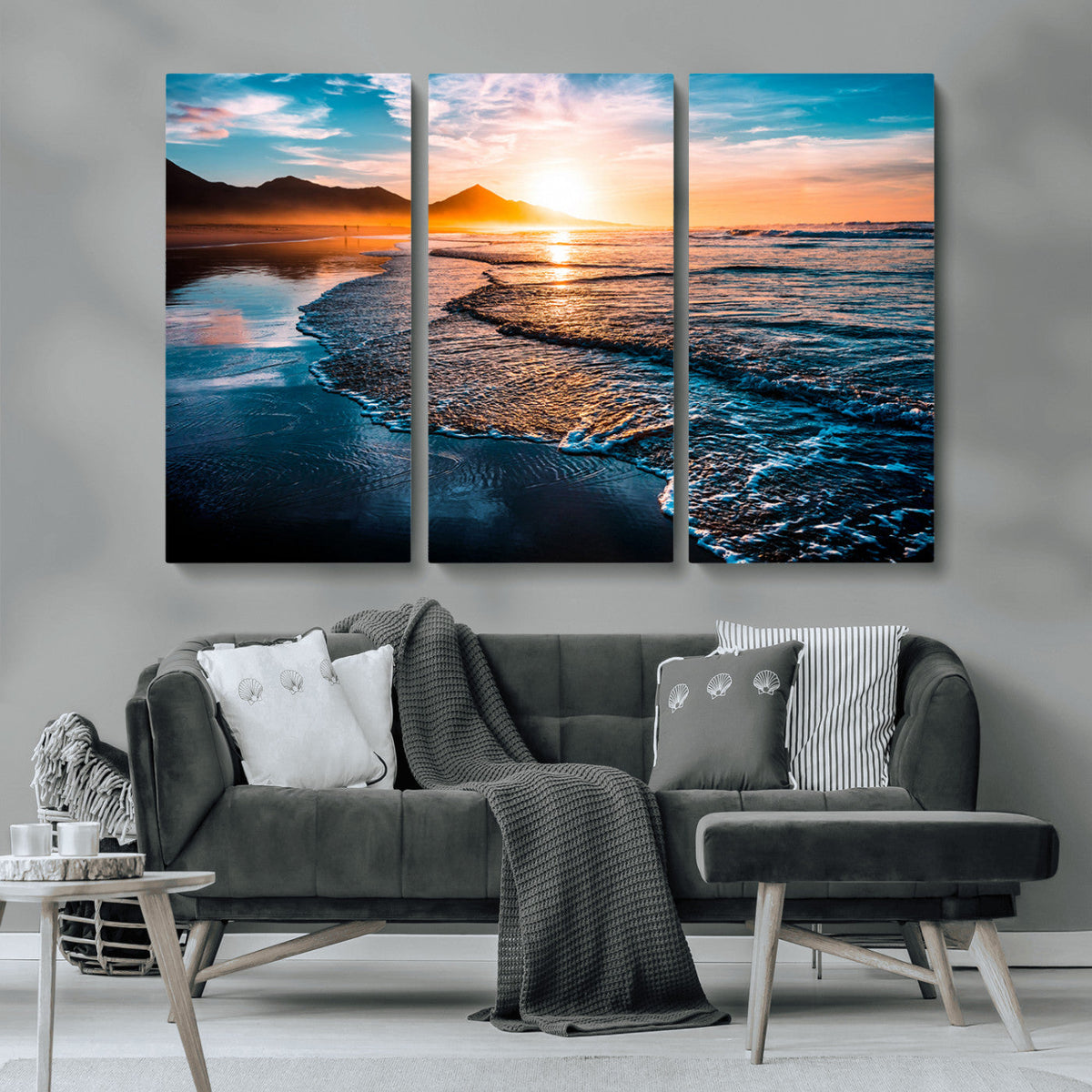 Sunset Beach Ocean Canvas Wall Art – Tranquil Ocean