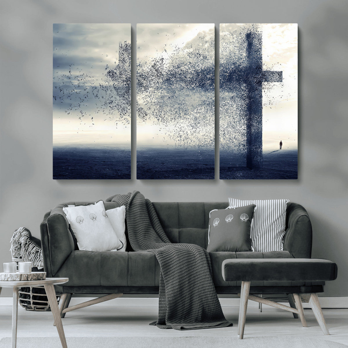 Jesus and the Fading Cross Wall Art Print – Symbol of Faith,