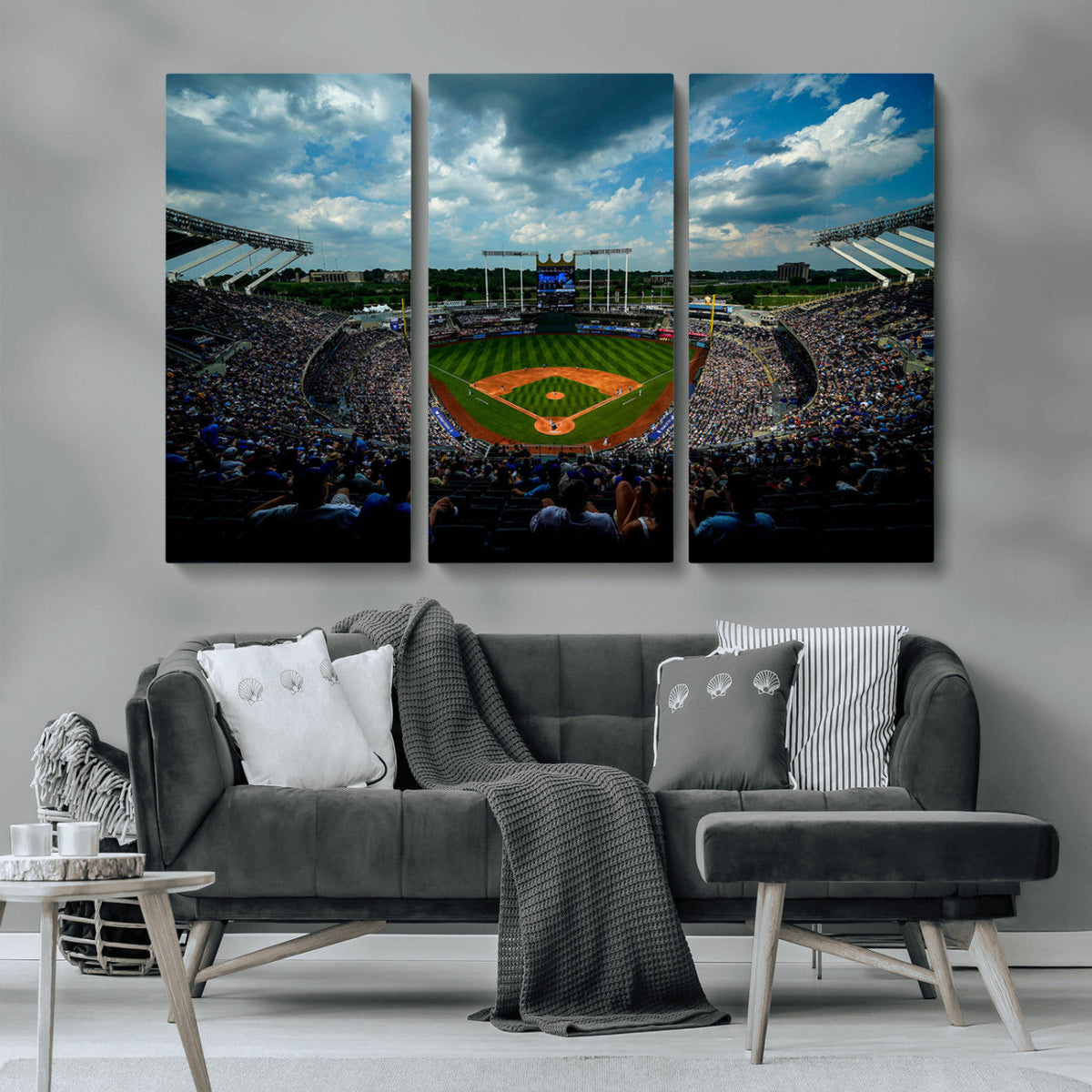 3-Panel Kauffman Stadium Wall Art Print | Large Kansas City