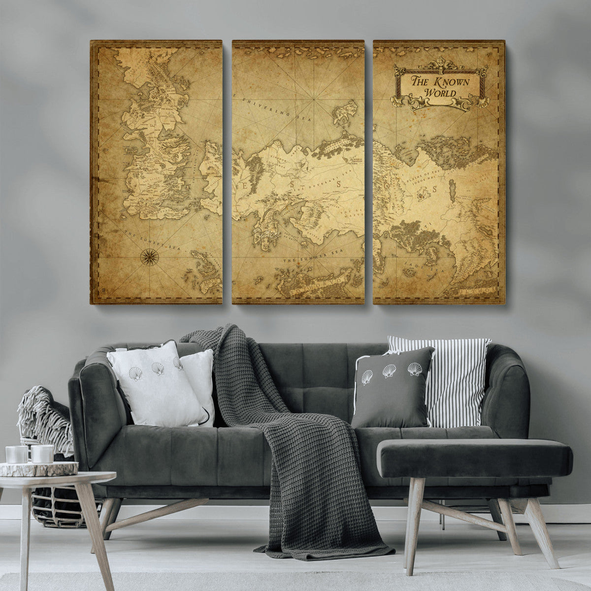 Vintage Game of Thrones Map Wall Art | Westeros and Essos