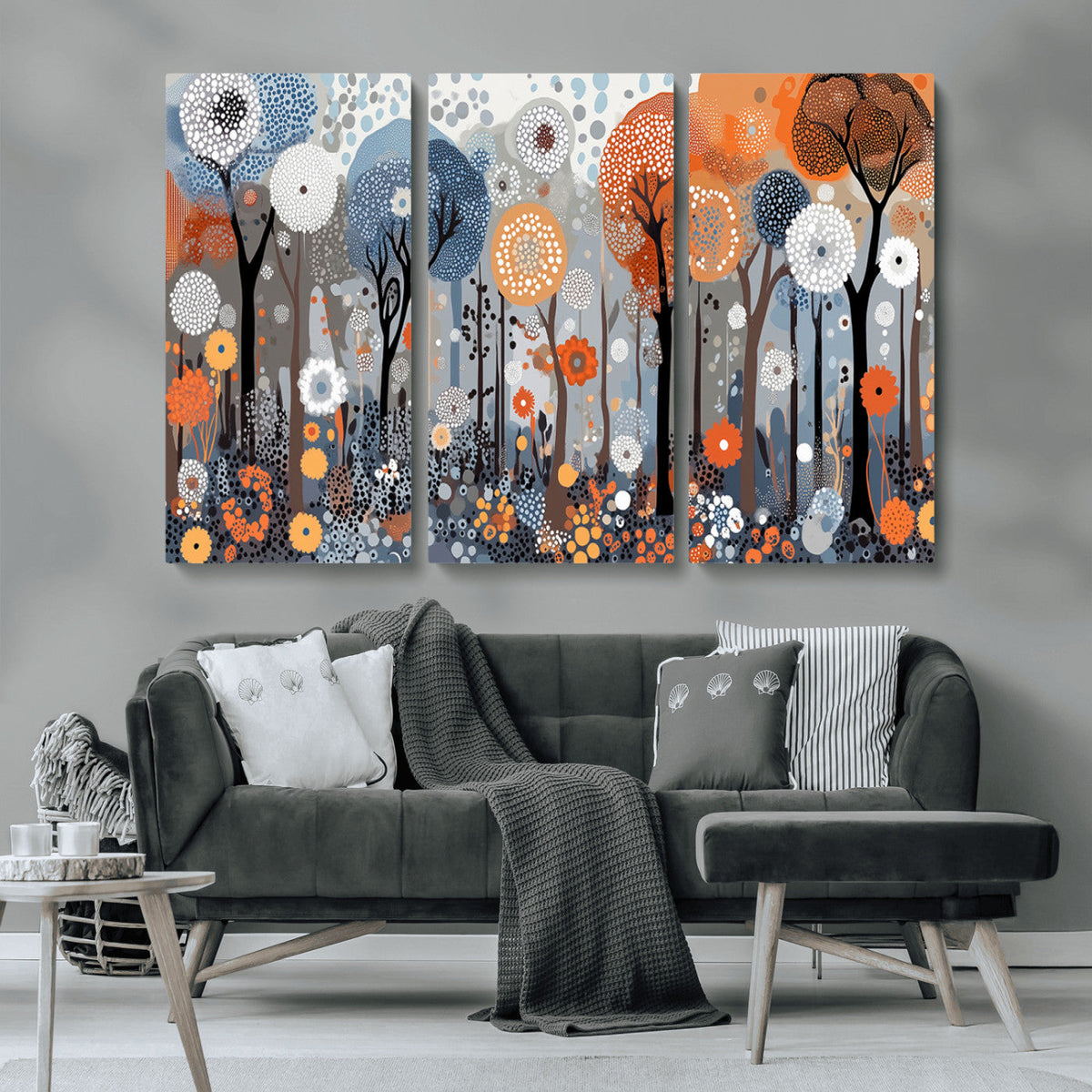 Abstract Winter Landscape Canvas Wall Art Print - Large