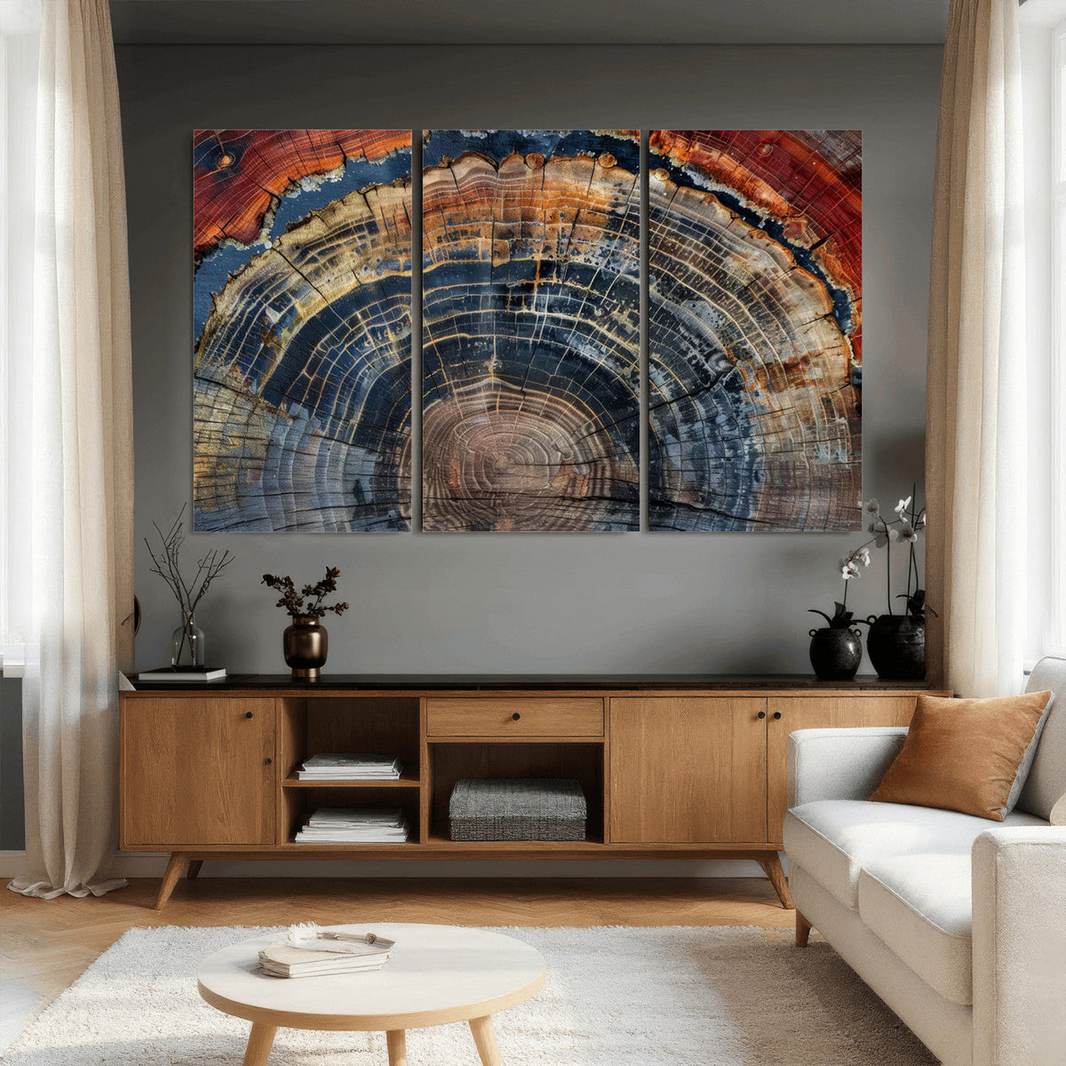 Abstract Tree Ring Wall Art Canvas Print