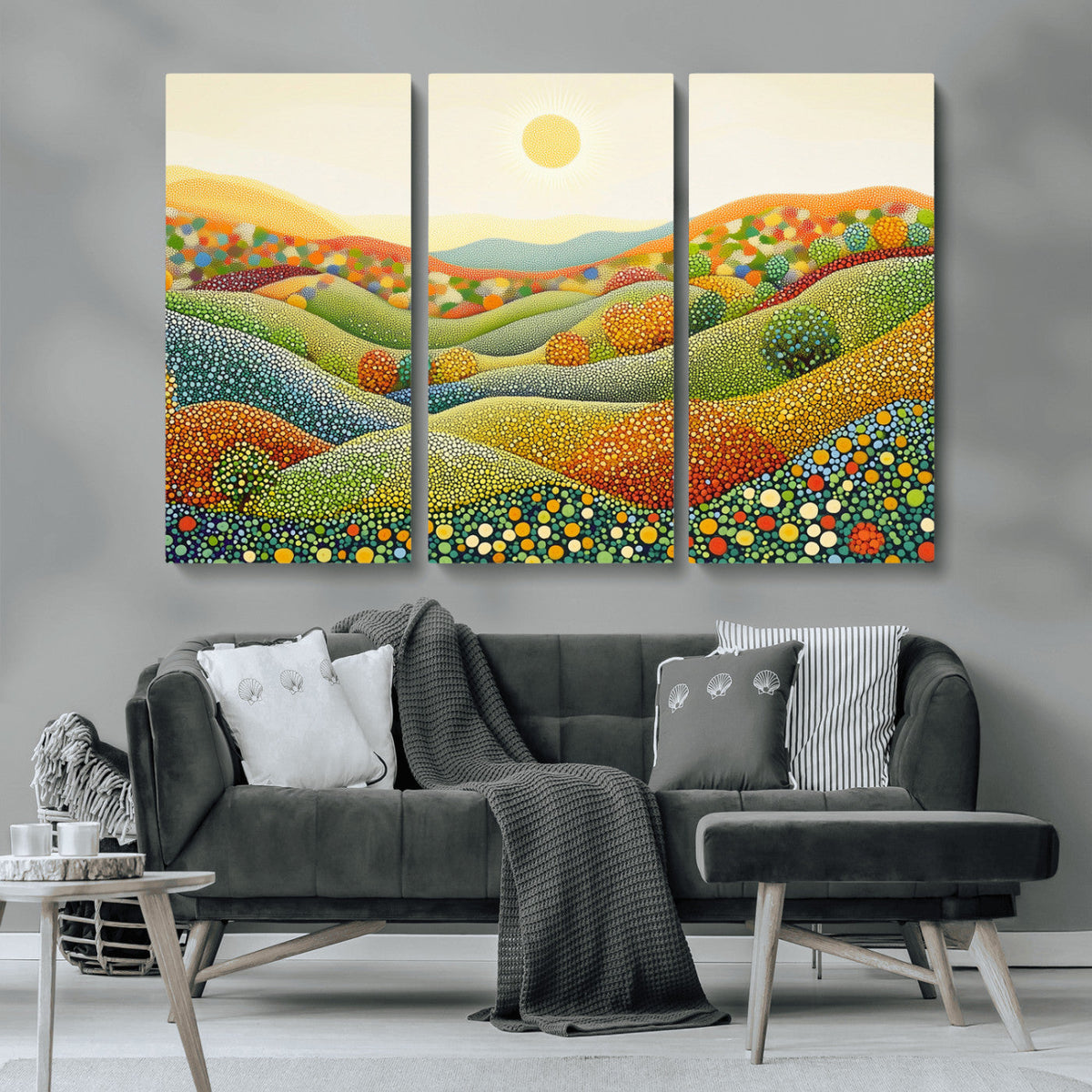 YAYOI KUSAMA Wall Art - Colorful Dot Art Landscape Canvas,