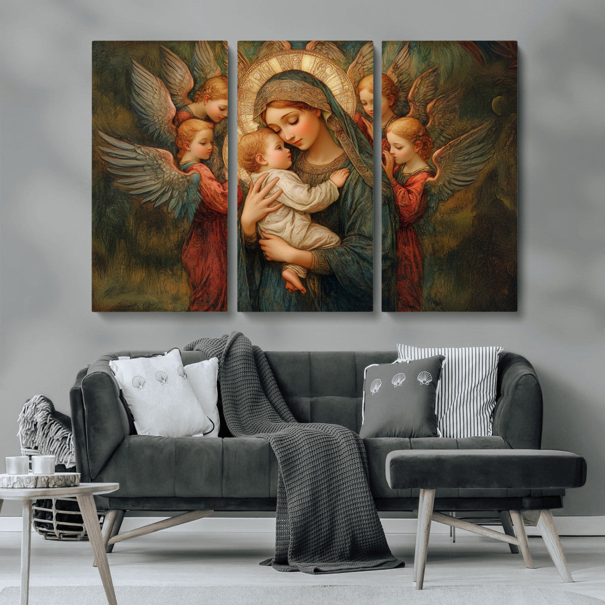 Mary Jesus Canvas Wall Art Print - Madonna and Child with
