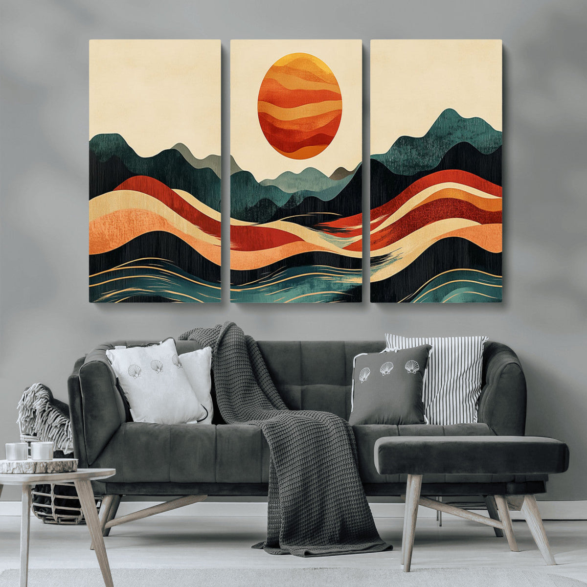 Mountain Triptych Wall Art Canvas Print – Western Nature