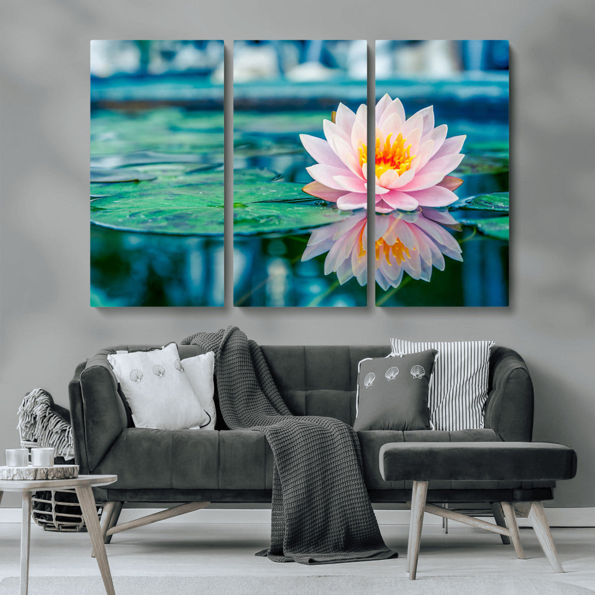 Lotus Flower Wall Art Canvas Print, Water Lily Large Wall