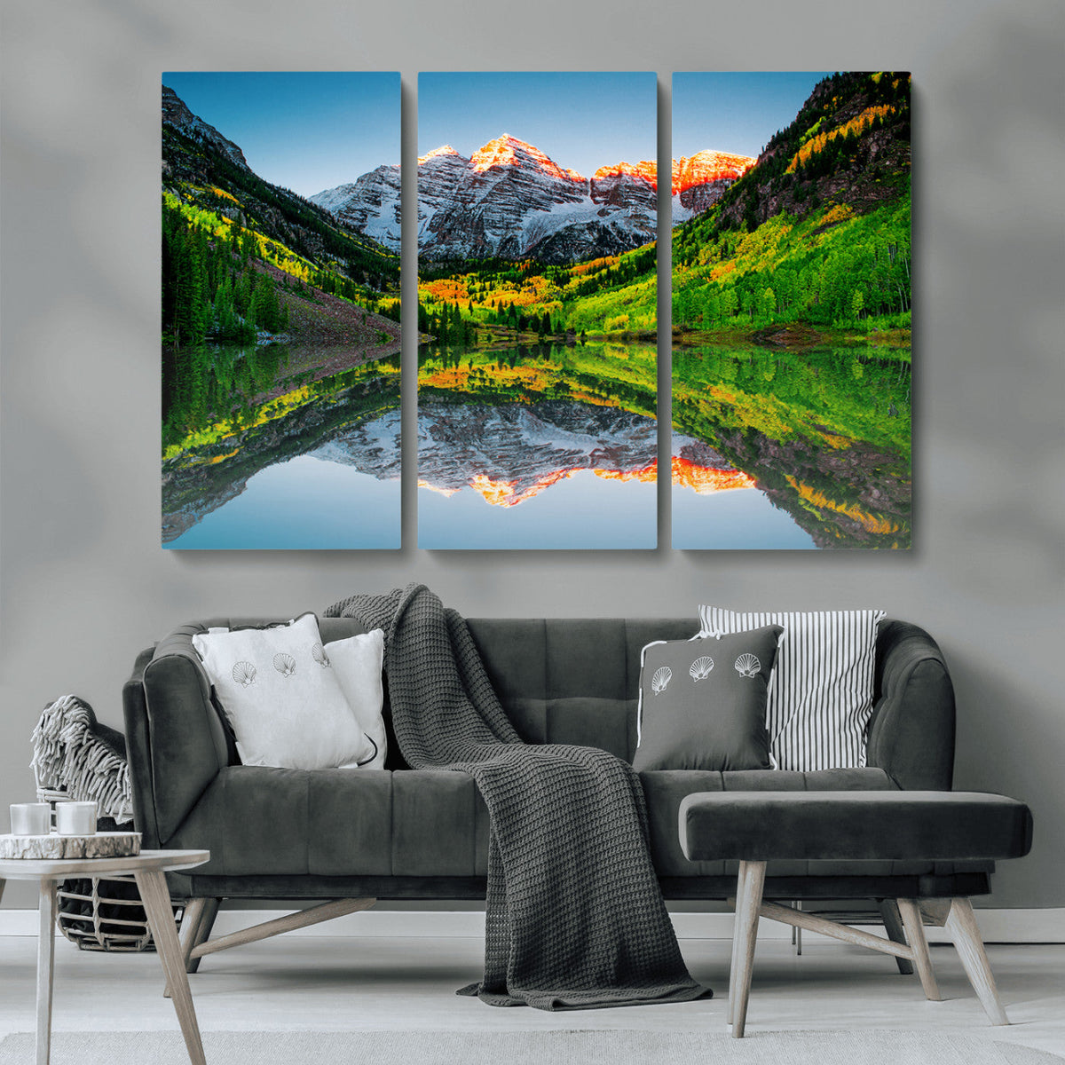 Sunrise Maroon Bells Lake Wall Art Canvas Print – Framed Elk