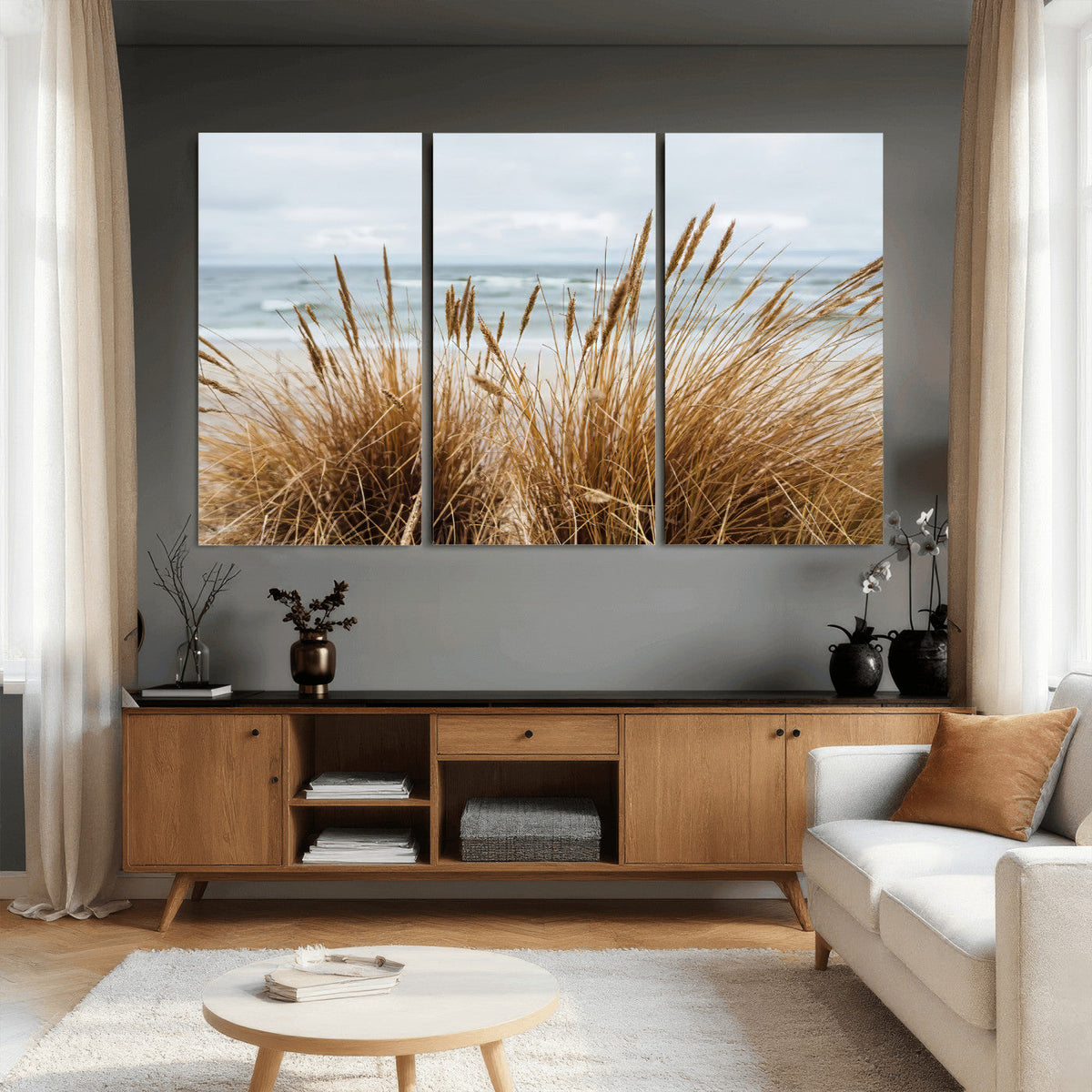 Beach Grass Wall Art Canvas Print – Framed Coastal Dunes Art