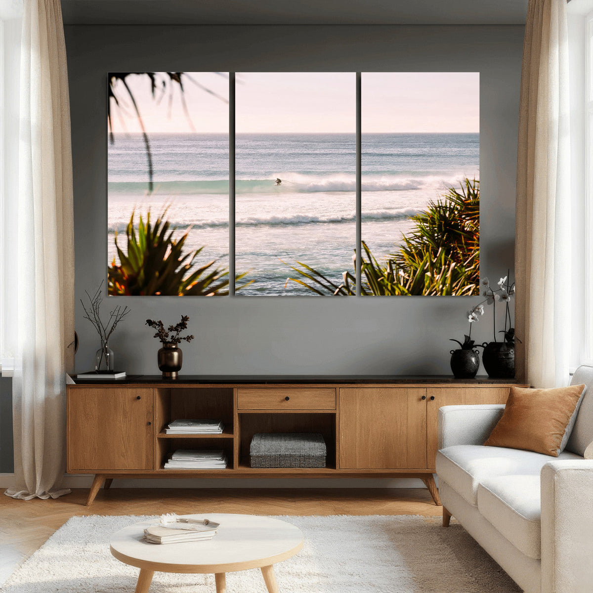 Ocean Surfer Wall Art Canvas Print – Framed Coastal Surf Art