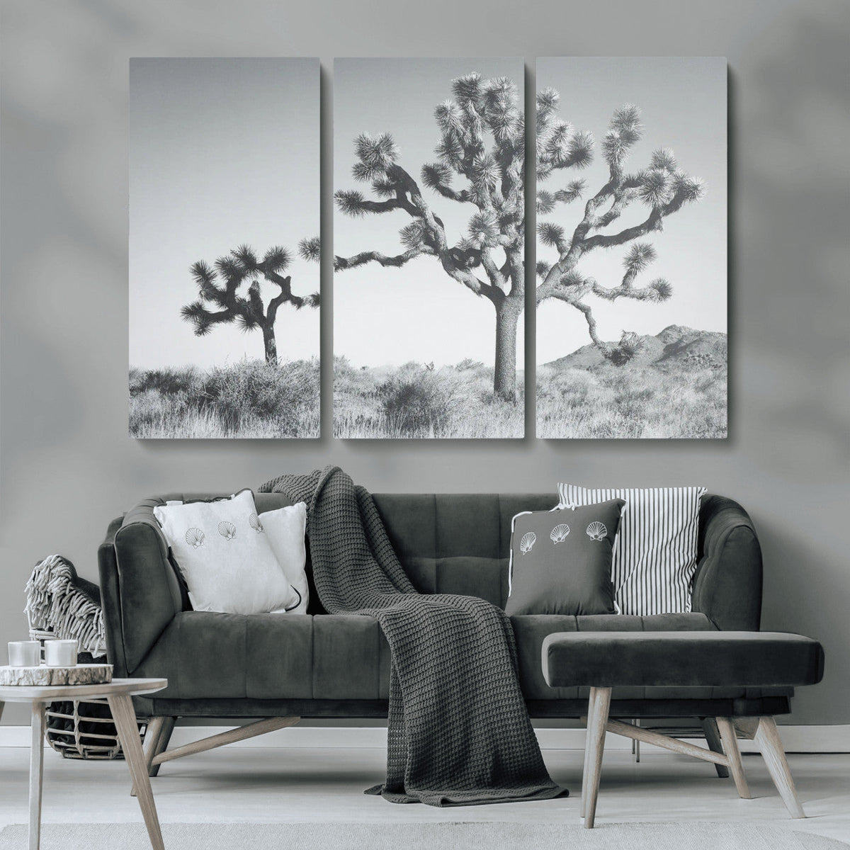 Joshua Tree Wall Art Canvas Print – Framed Black White