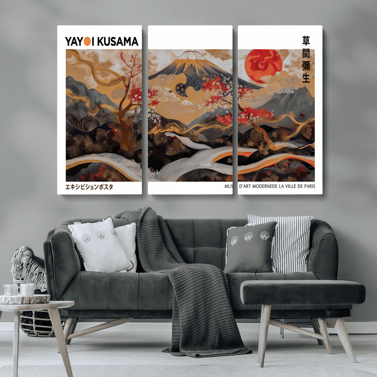 Modern Japanese Wall Art Canvas Print – Framed Abstract