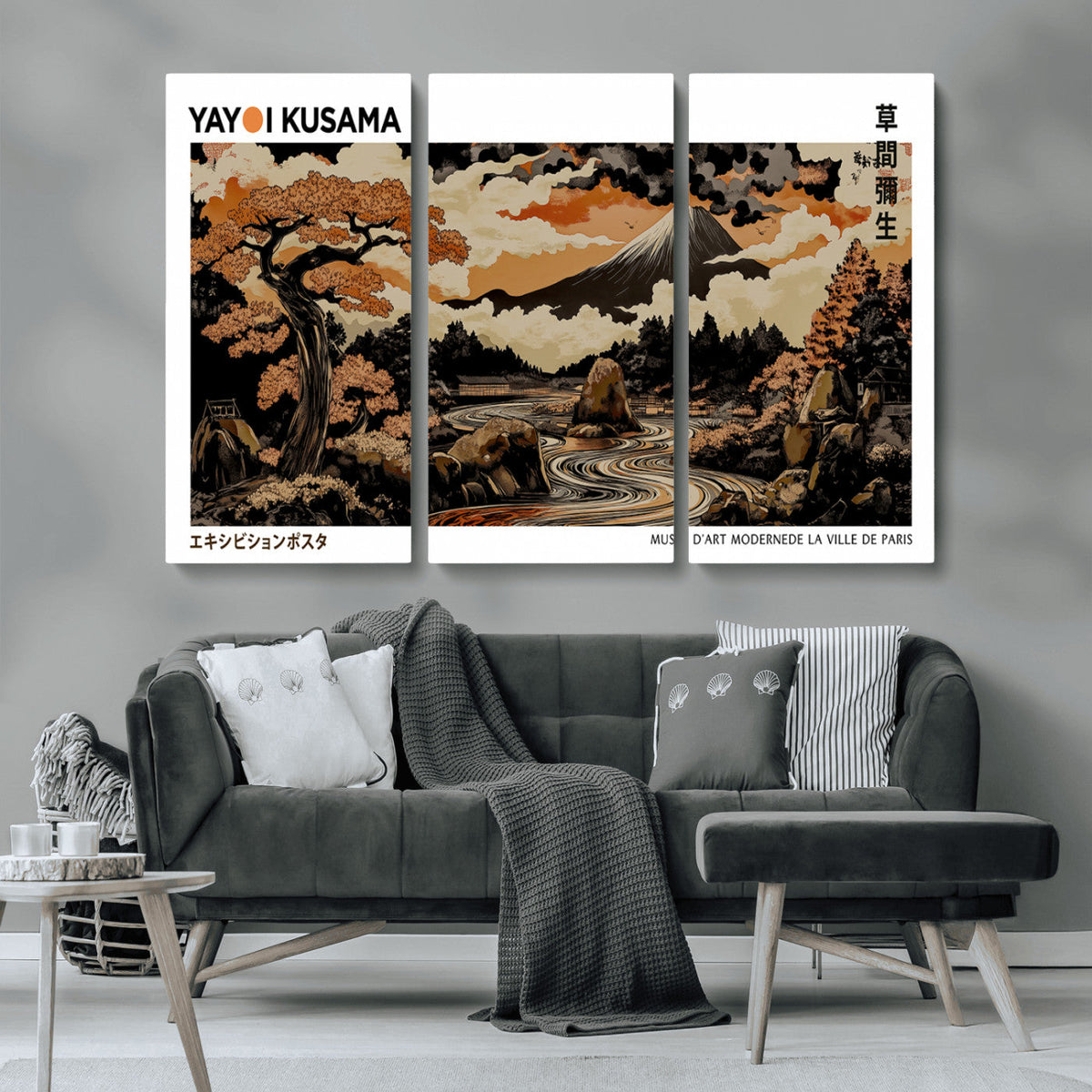 Modern Japanese Wall Art Canvas Print – Framed Abstract