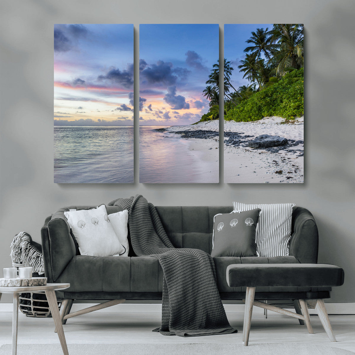 Tropical Beach Wall Art Canvas Print – Framed Sunset Glow
