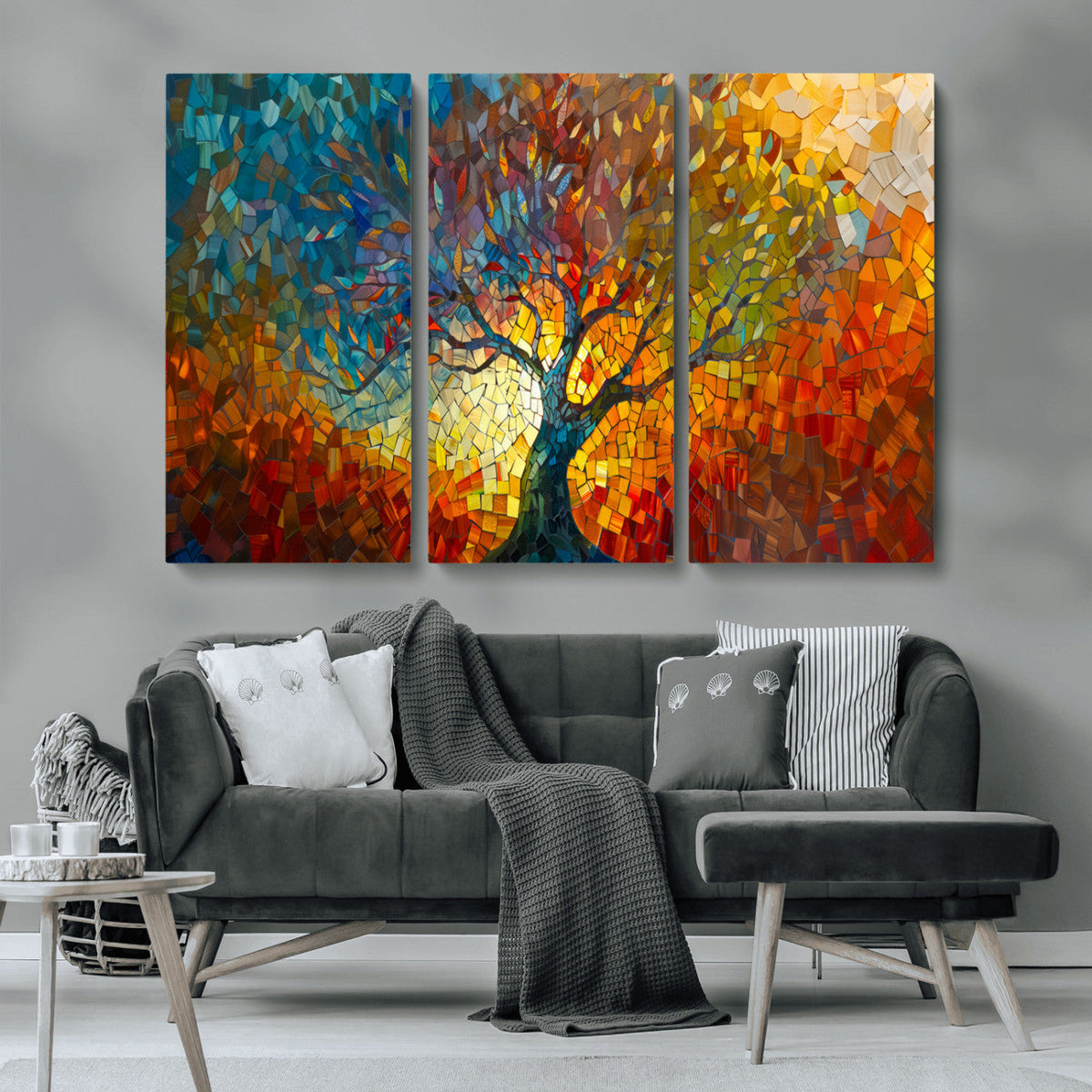 Yggdrasil Tree of Life Mosaic Stained Glass Wall Art, Tree