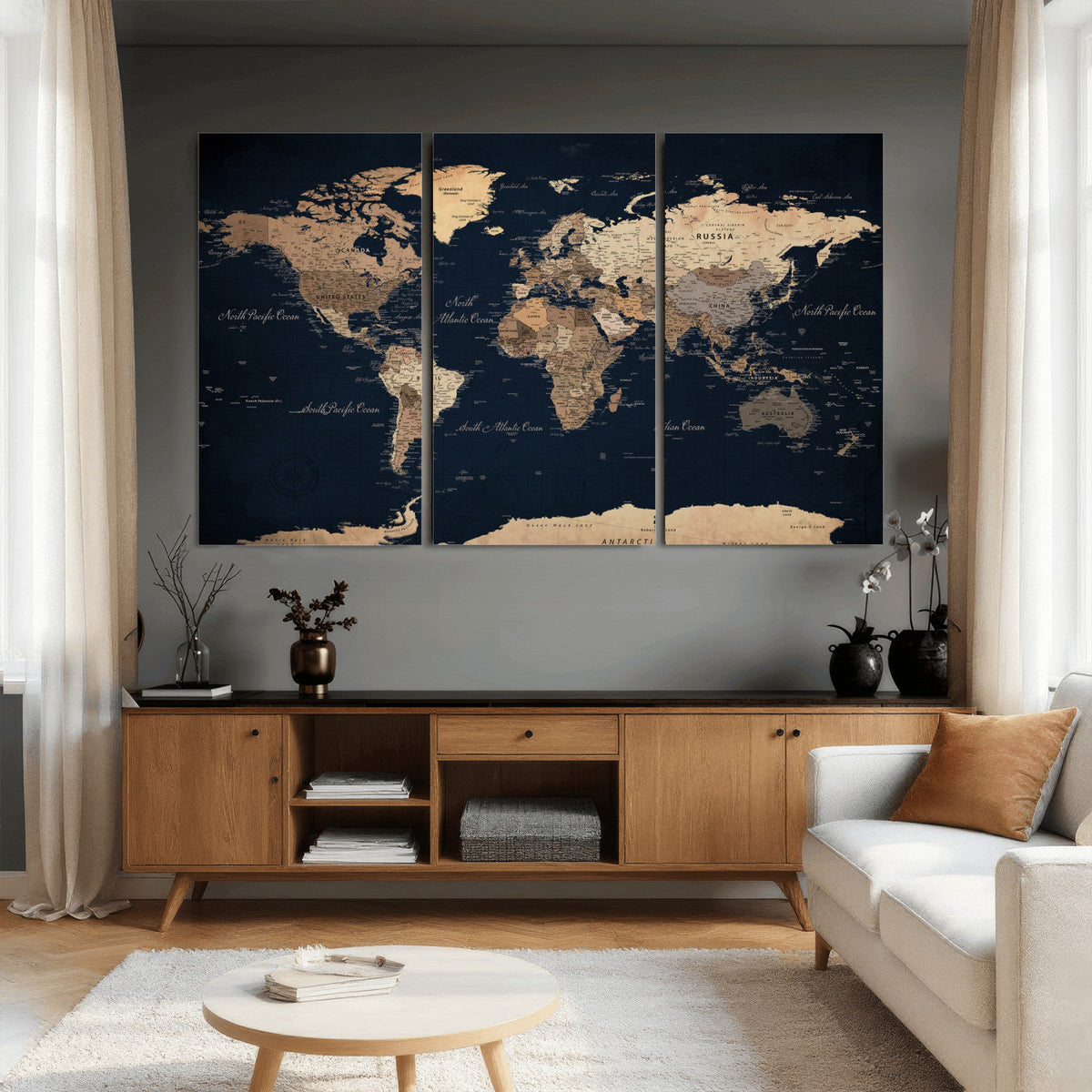 World Map Canvas Print – Detailed Map of the World Wall Art