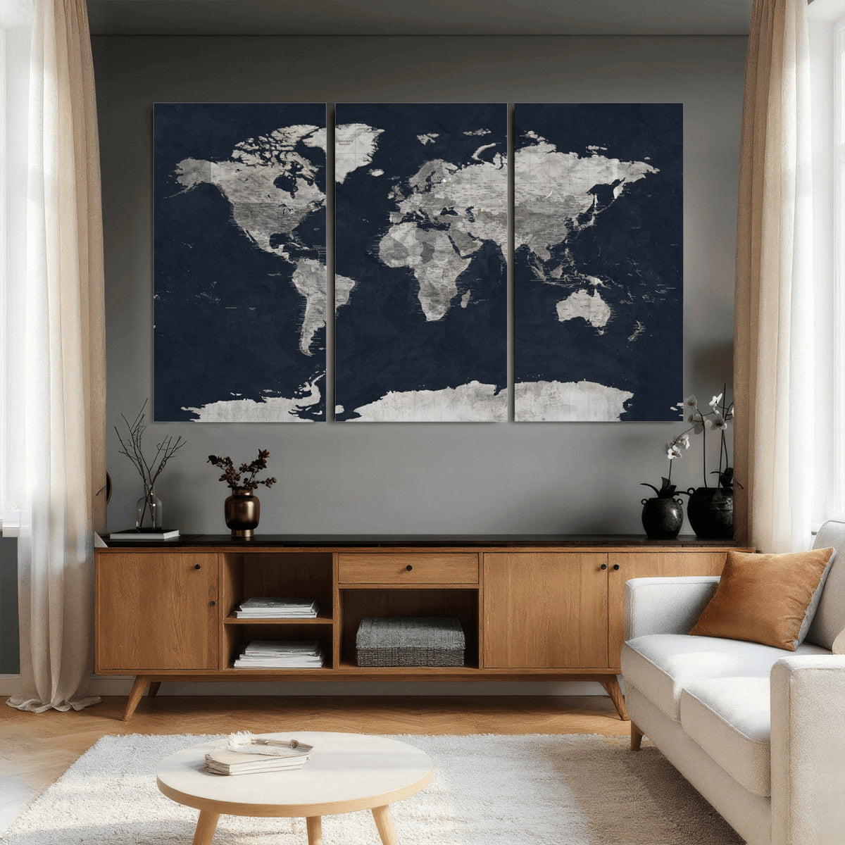 Colorful Watercolor World Map Canvas Print – Vibrant Framed