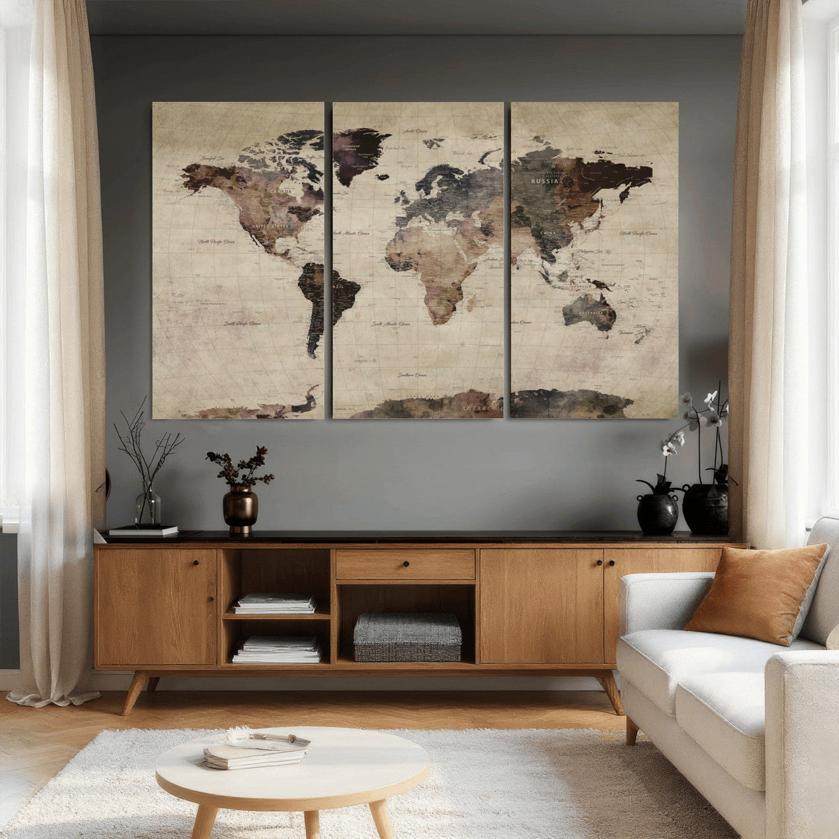 World Map Canvas Print – Detailed Map of the World Adventure