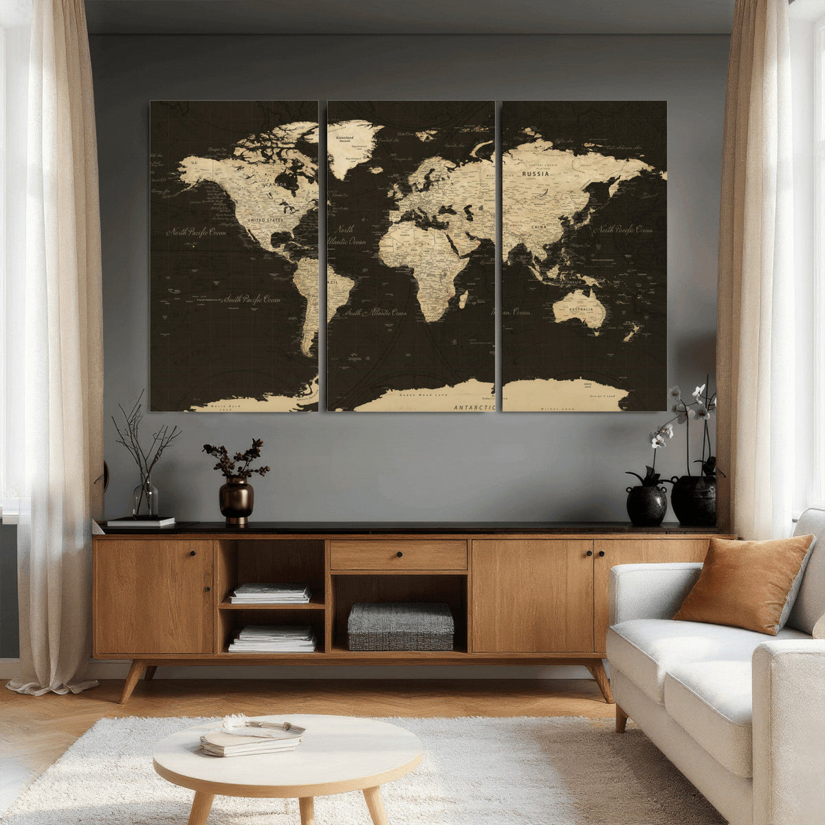 World Map Canvas Print – Framed World Map Wall Art for