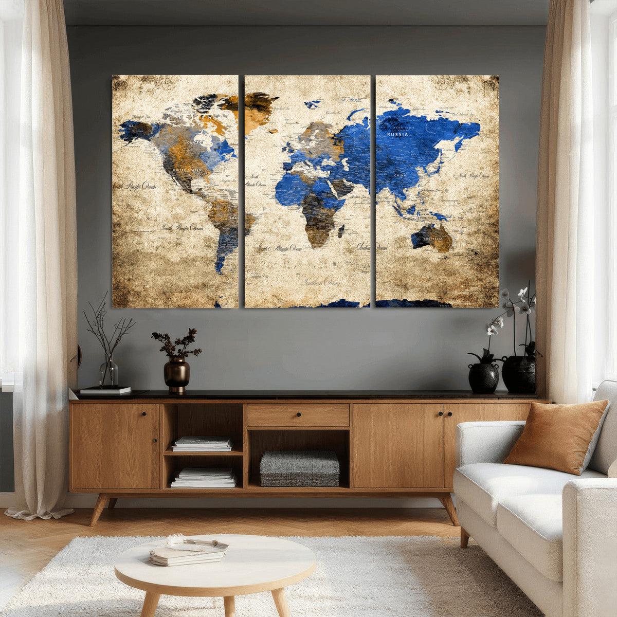 World Map Canvas Print – Colorful Abstract Travel Map,